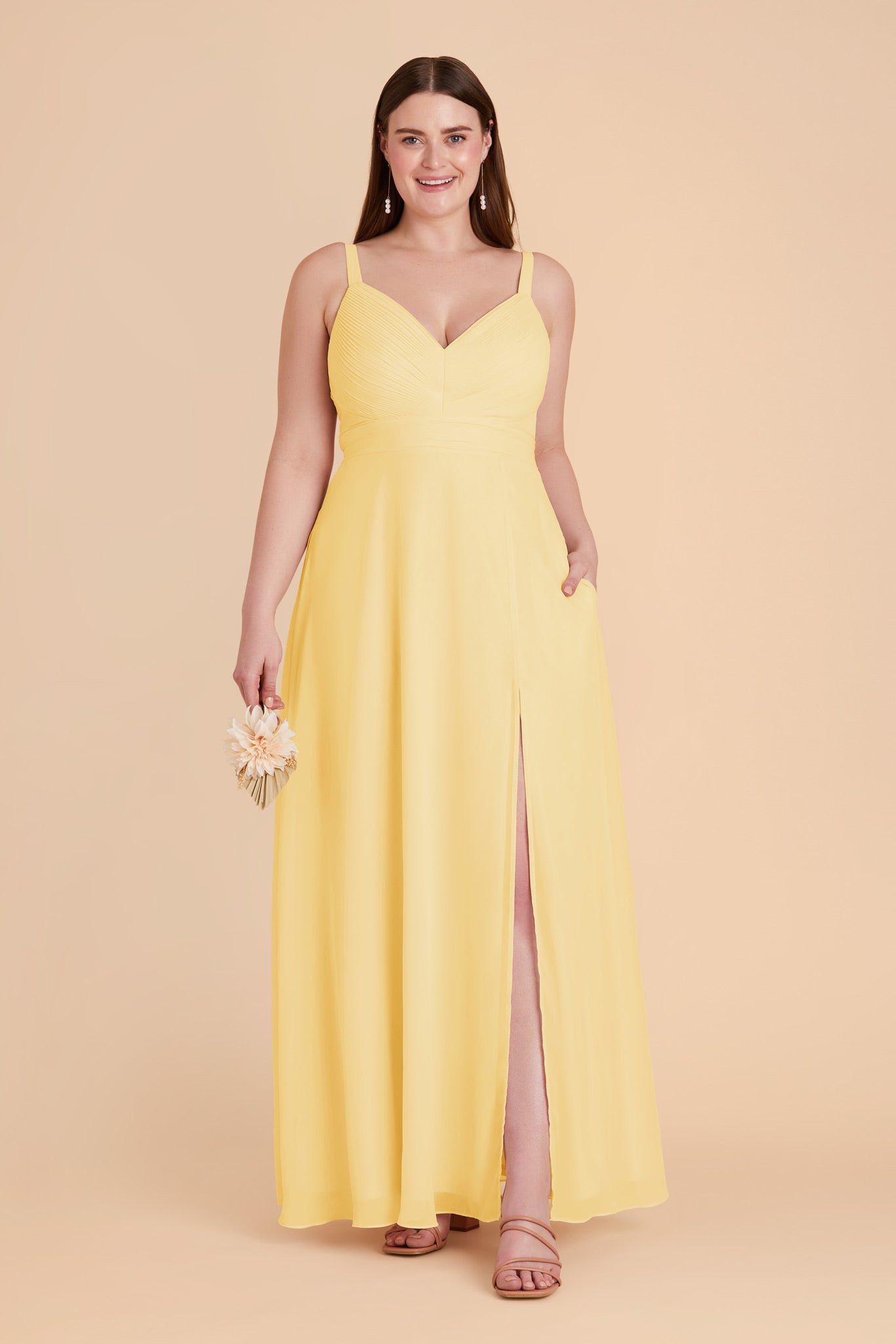 Lemon Sorbet Deborah Chiffon Dress by Birdy Grey