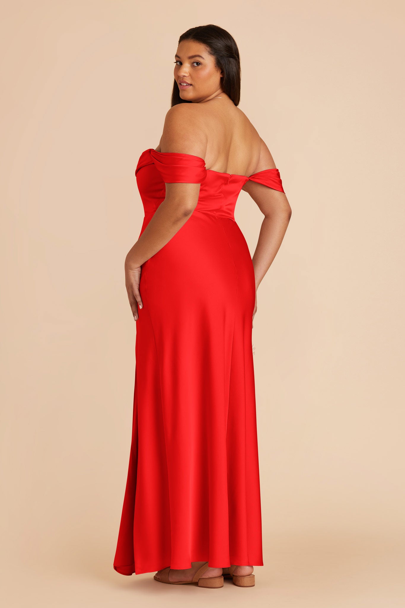 Lipstick Red Mia Matte Satin Convertible Dress by Birdy Grey