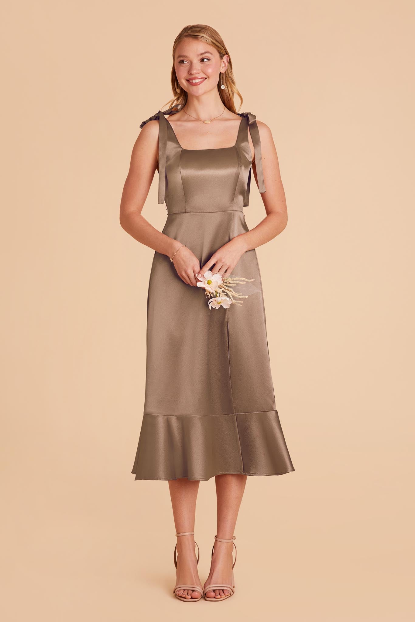 Mocha Eugenia Convertible Midi Dress by Birdy Grey