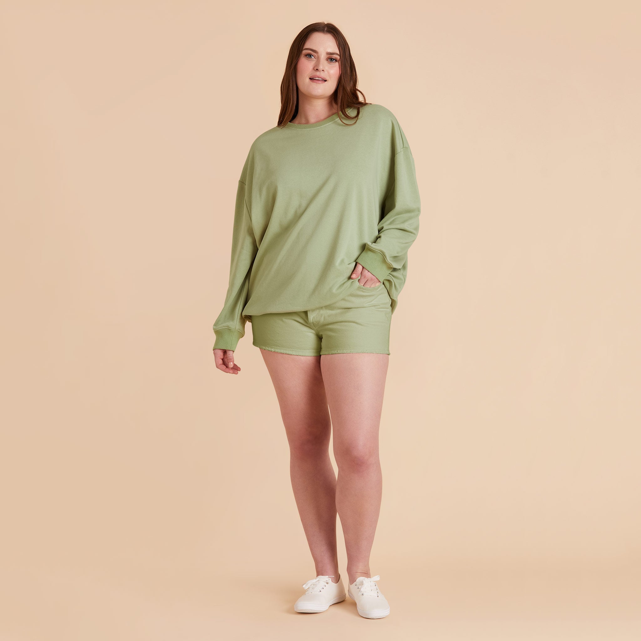 Moss Green Brianne Oversized Crewneck Sweatshirt by Birdy Grey
