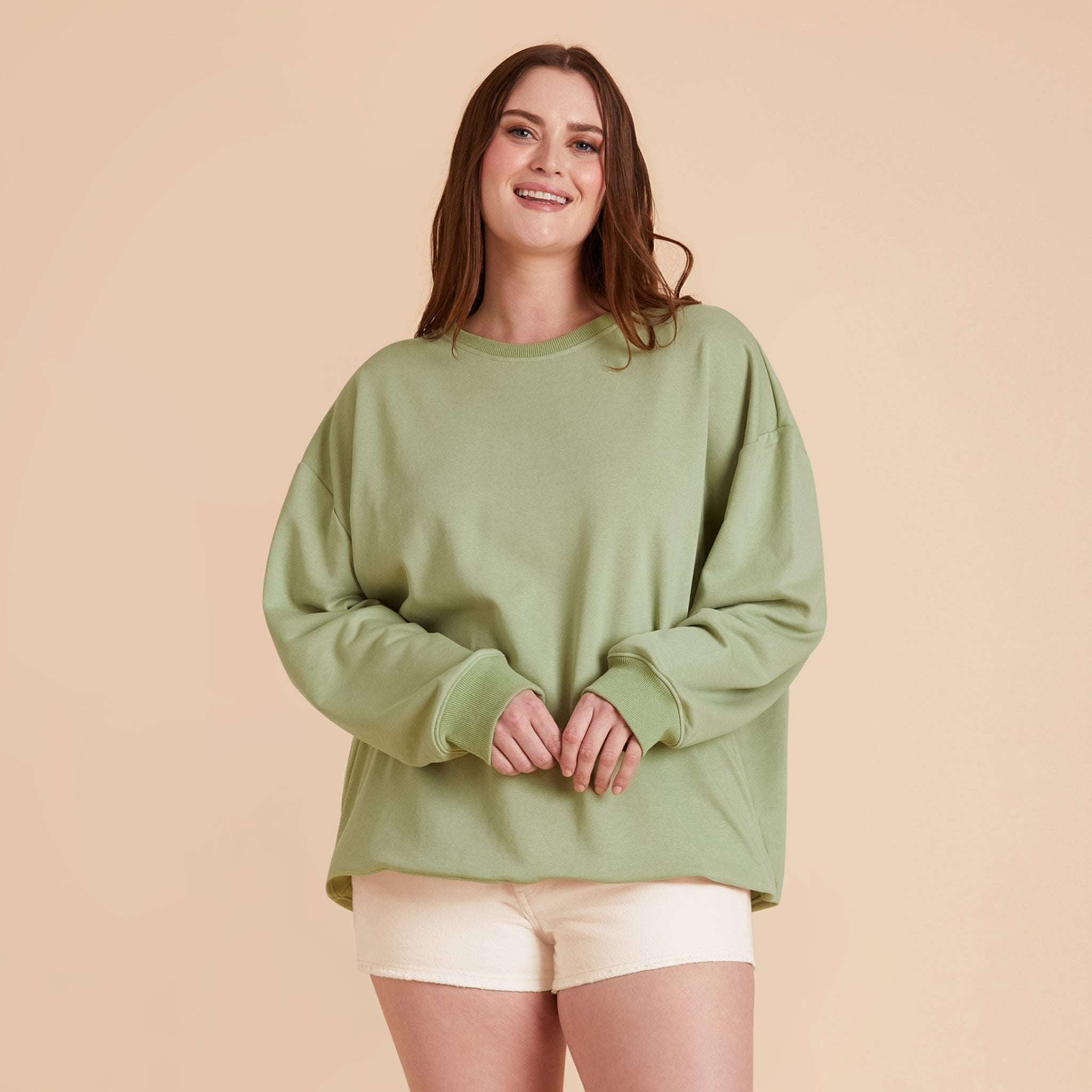 Moss Green Brianne Oversized Crewneck Sweatshirt by Birdy Grey