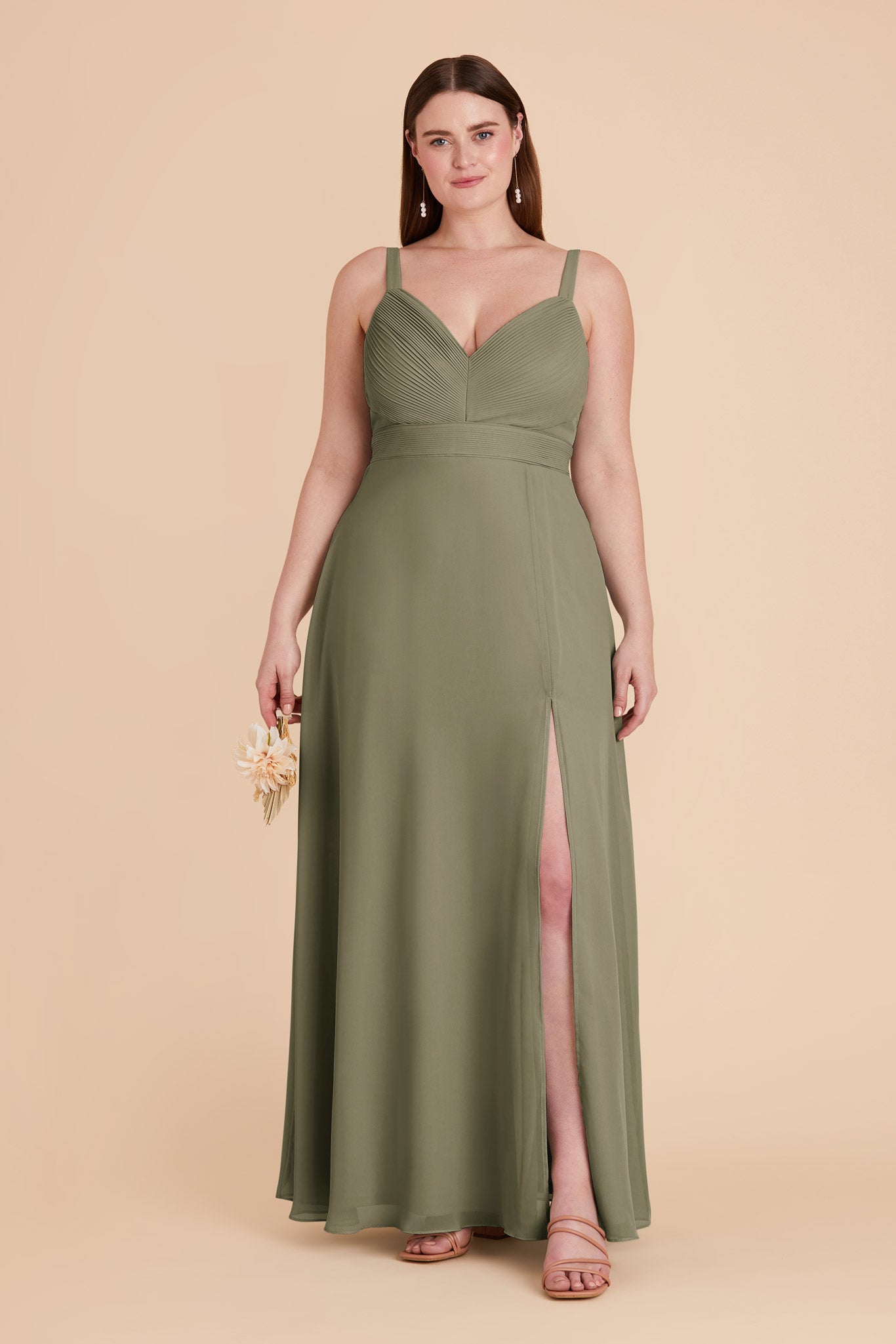Moss Green Deborah Chiffon Dress by Birdy Grey
