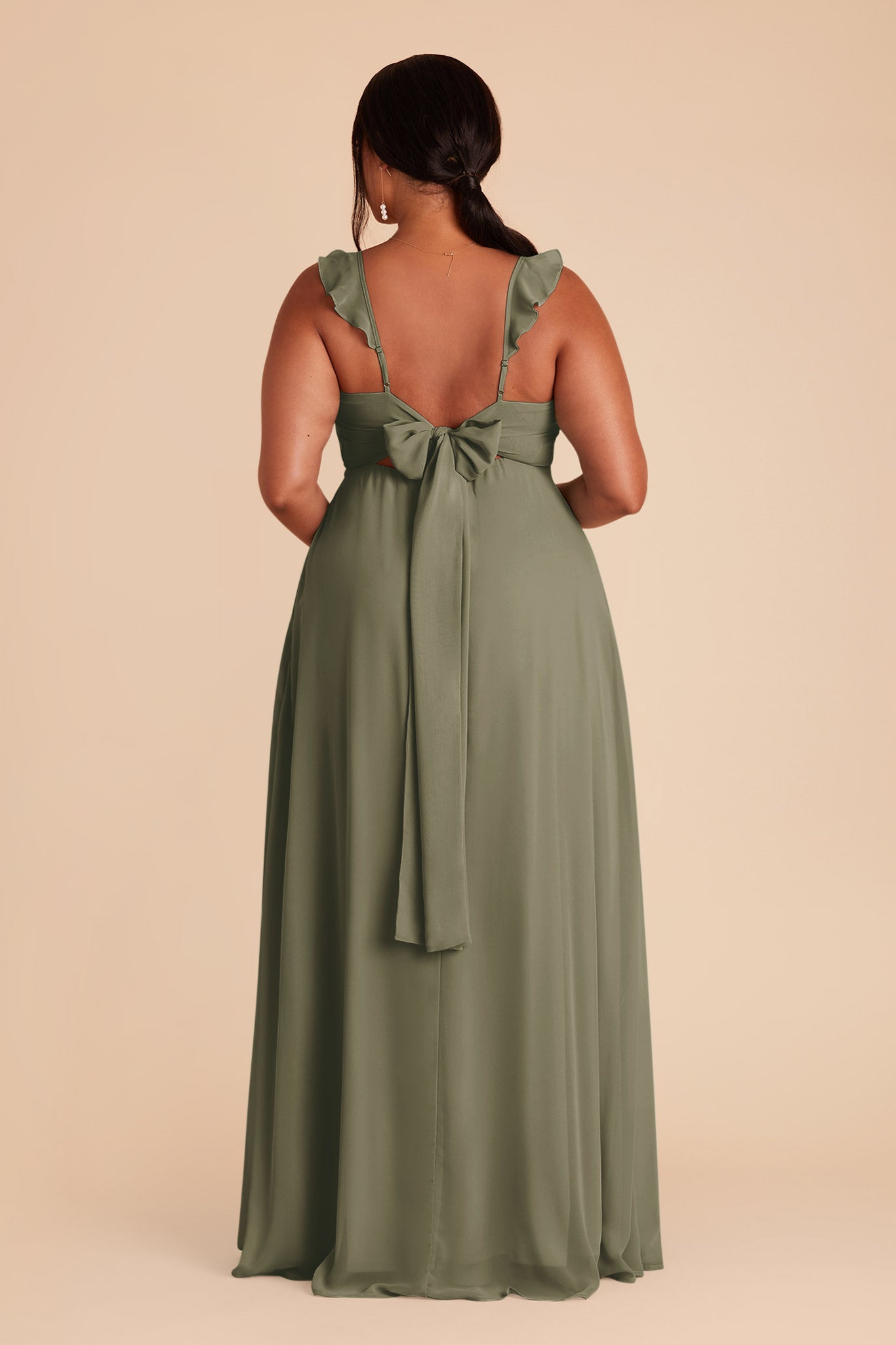 Moss Green Doris Chiffon Dress by Birdy Grey