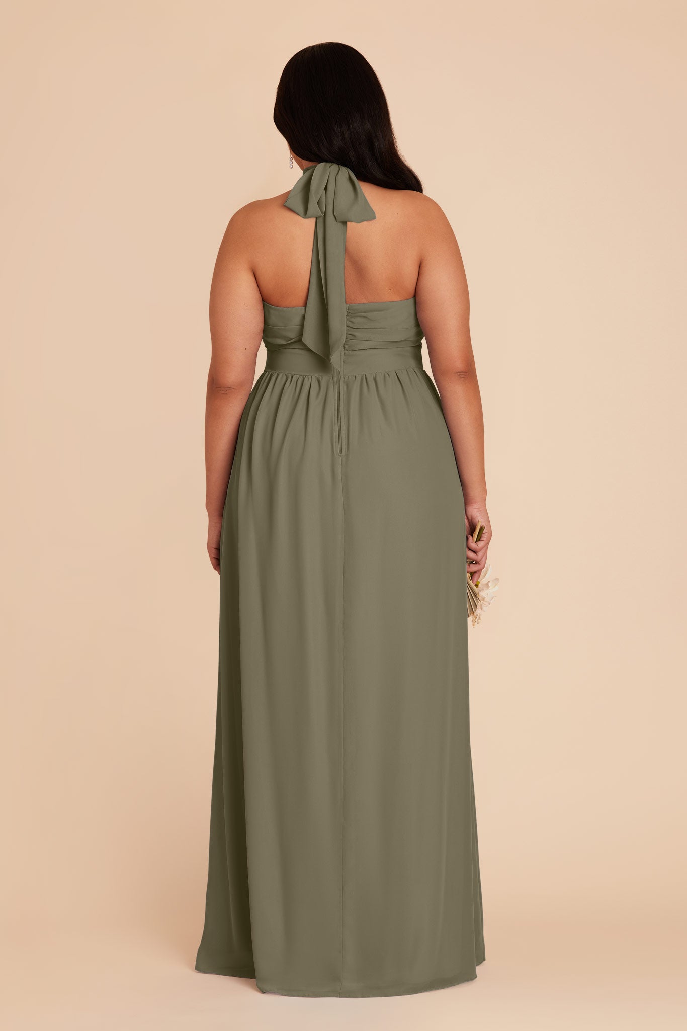 Moss Green Joyce Chiffon Dress by Birdy Grey