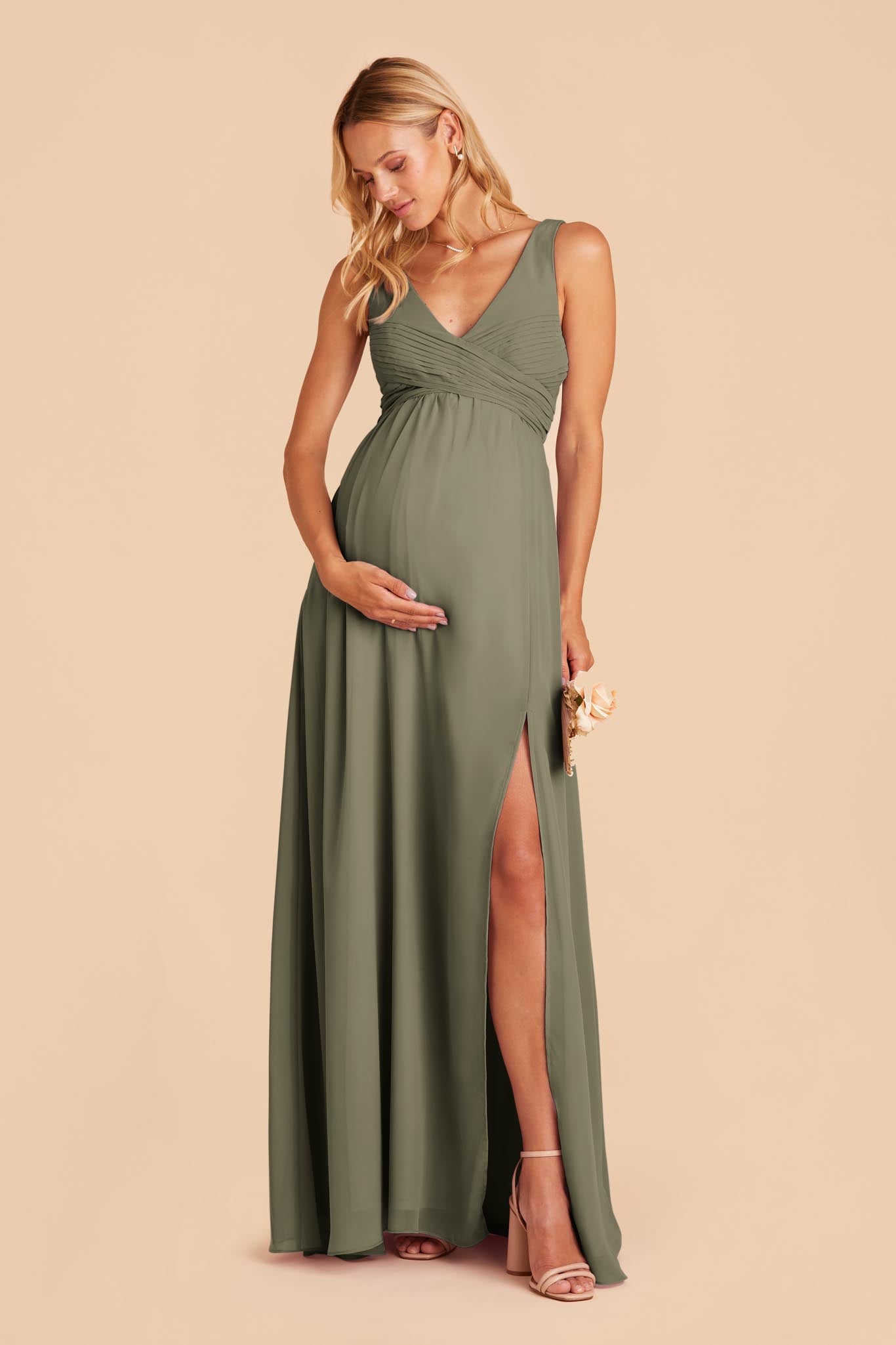 Moss Green Laurie Empire Dress by Birdy Grey