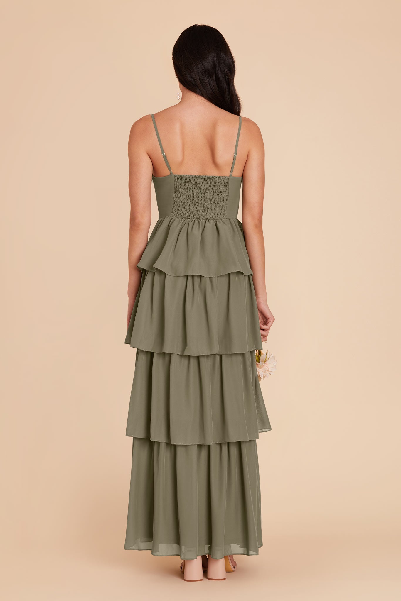 Moss Green Lola Chiffon Dress by Birdy Grey