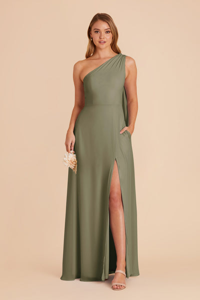 Moss Green Melissa Chiffon Dress by Birdy Grey