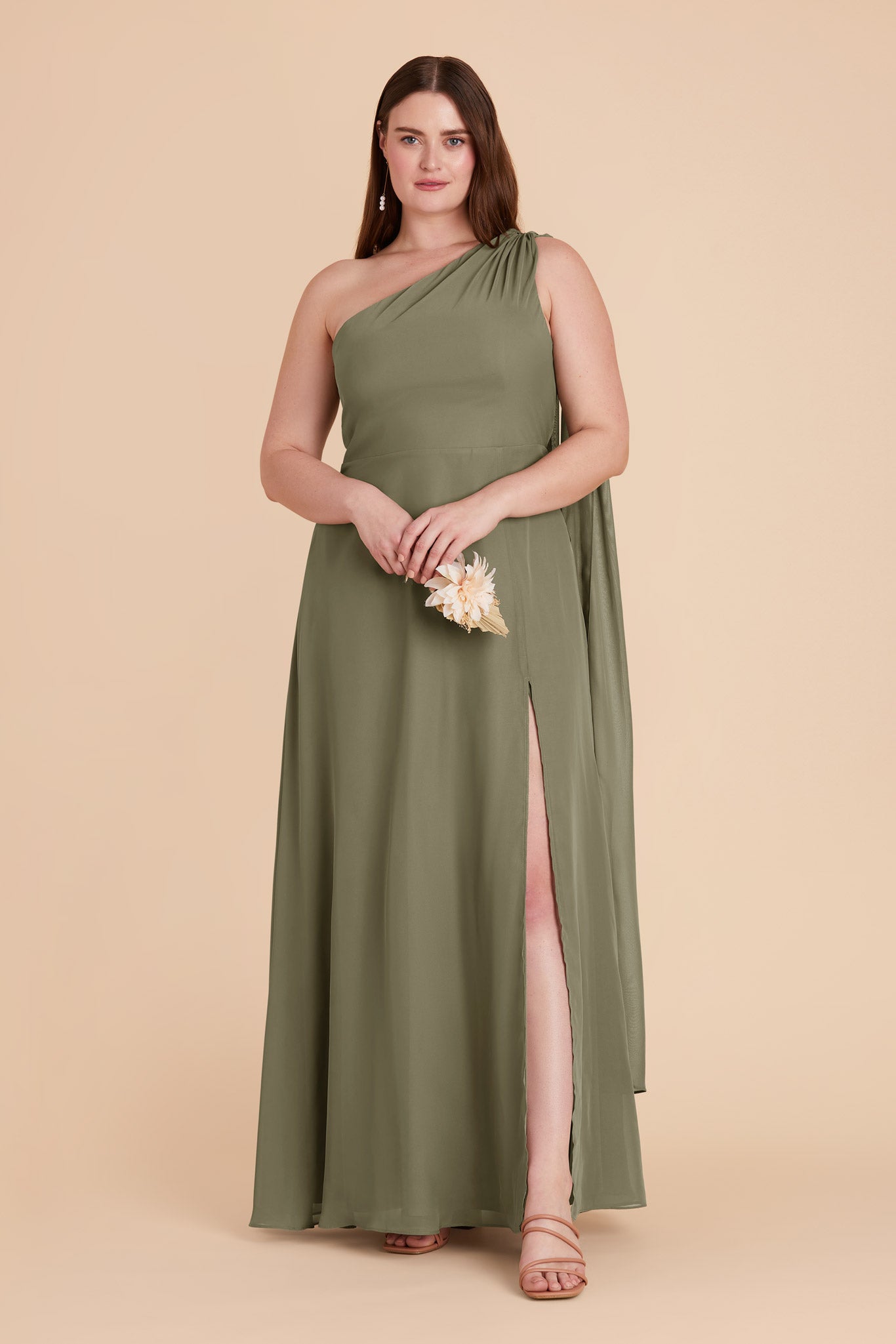Moss Green Melissa Chiffon Dress by Birdy Grey