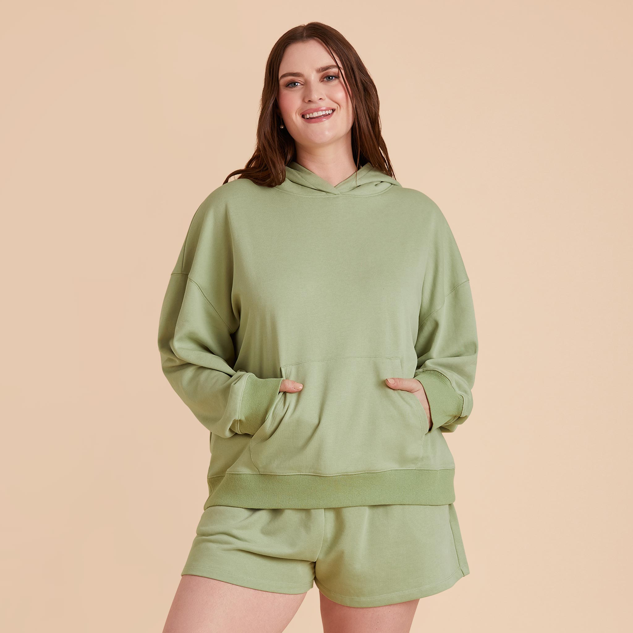 Moss Green Pauly Oversized Hoodie and Shorts Set by Birdy Grey