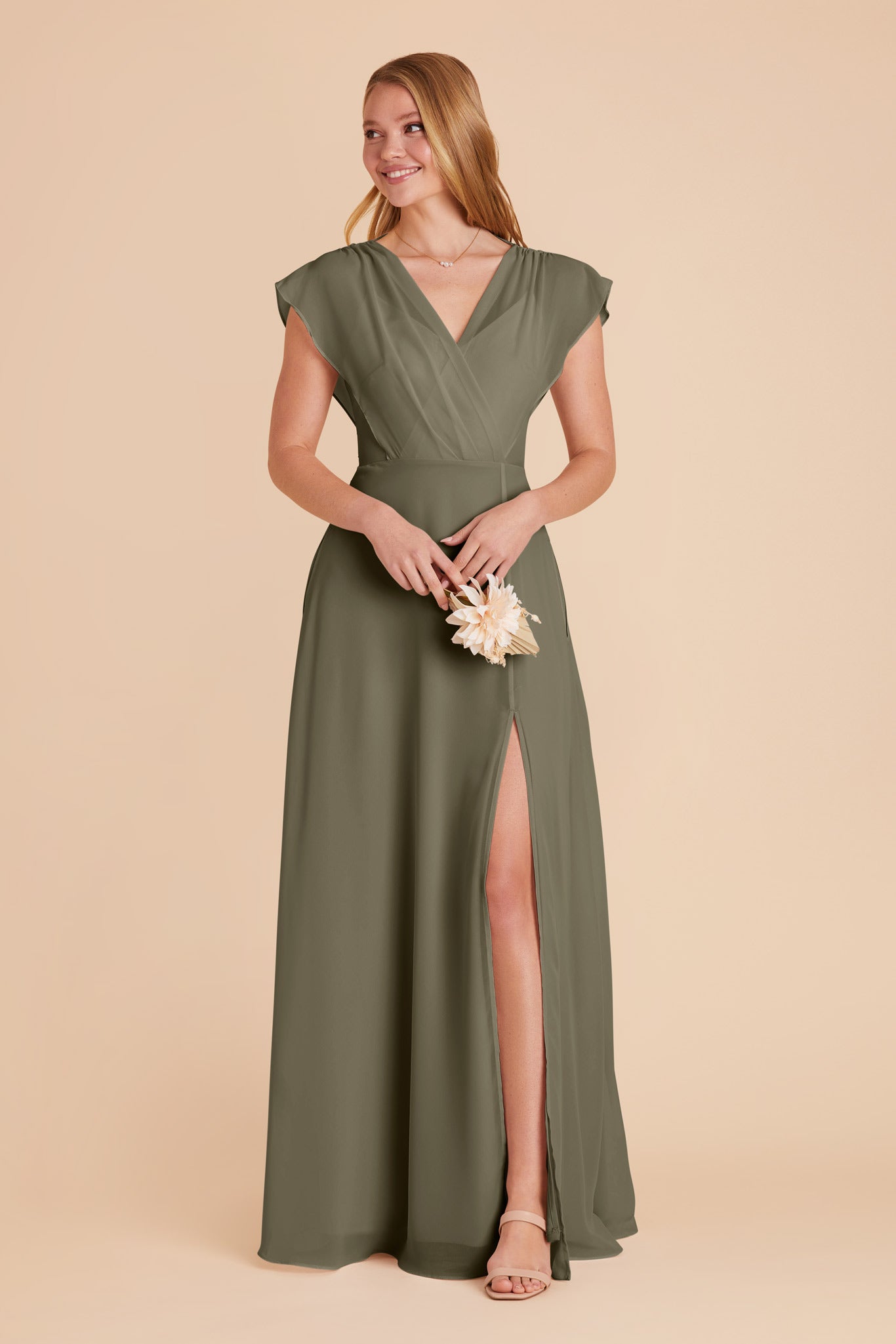 Violet Chiffon Dress - Moss Green