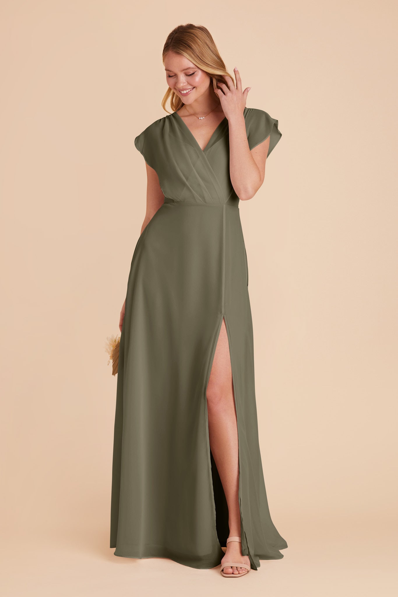 Violet Chiffon Dress - Moss Green