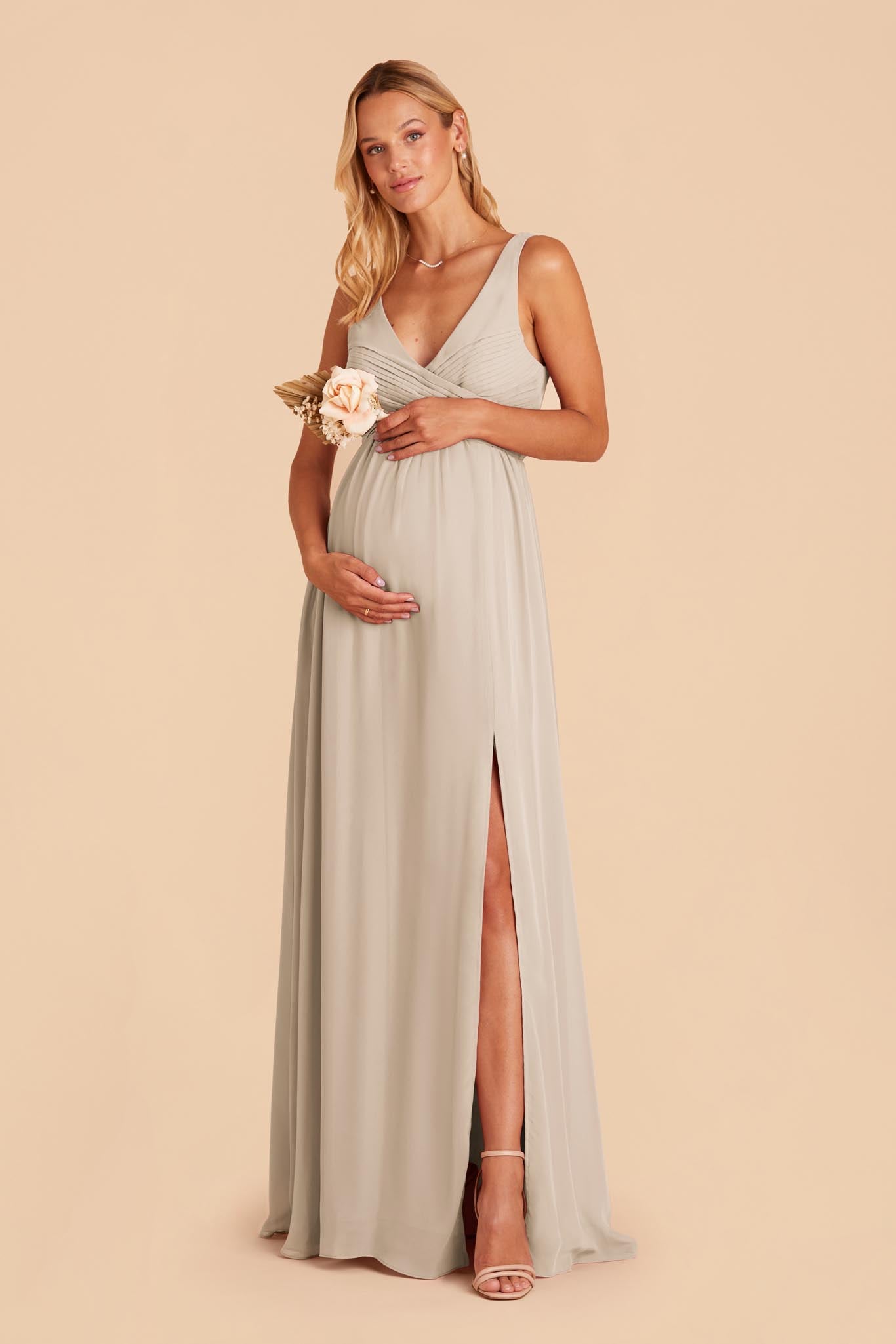 Neutral Champagne Laurie Empire Dress by Birdy Grey