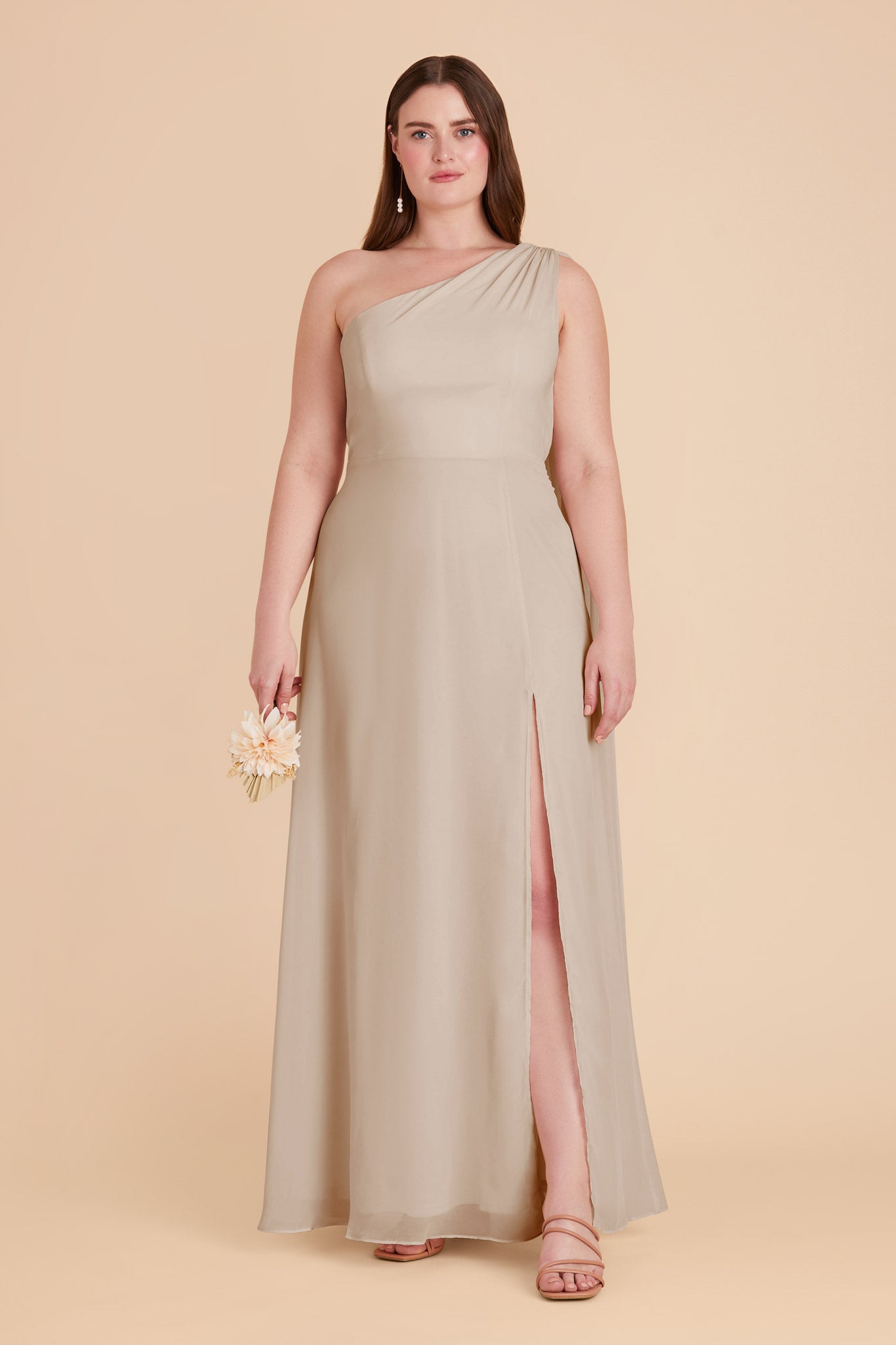  Neutral Champagne Melissa Chiffon Dress by Birdy Grey
