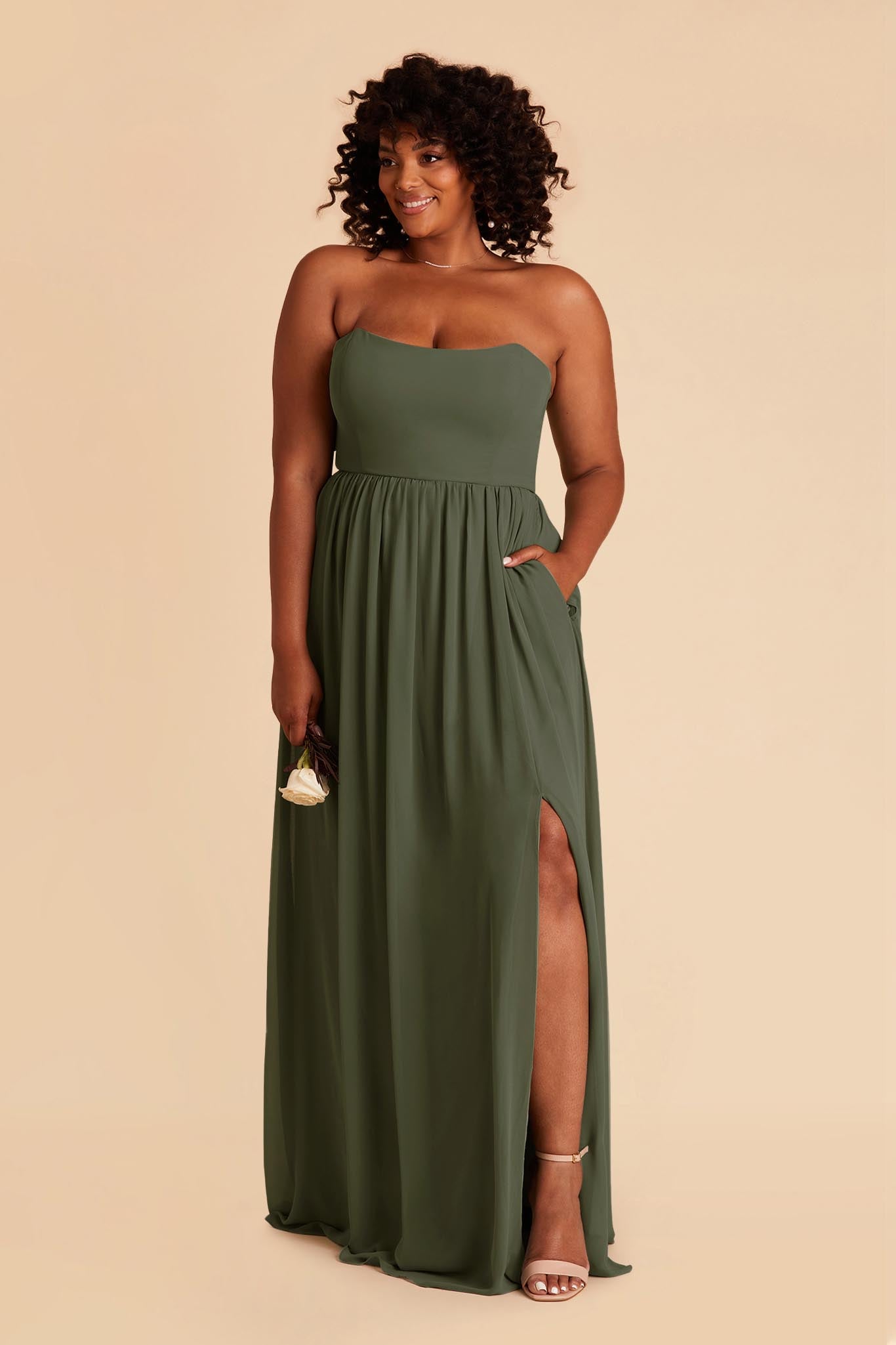 Olive August Convertible Dress by Birdy Grey