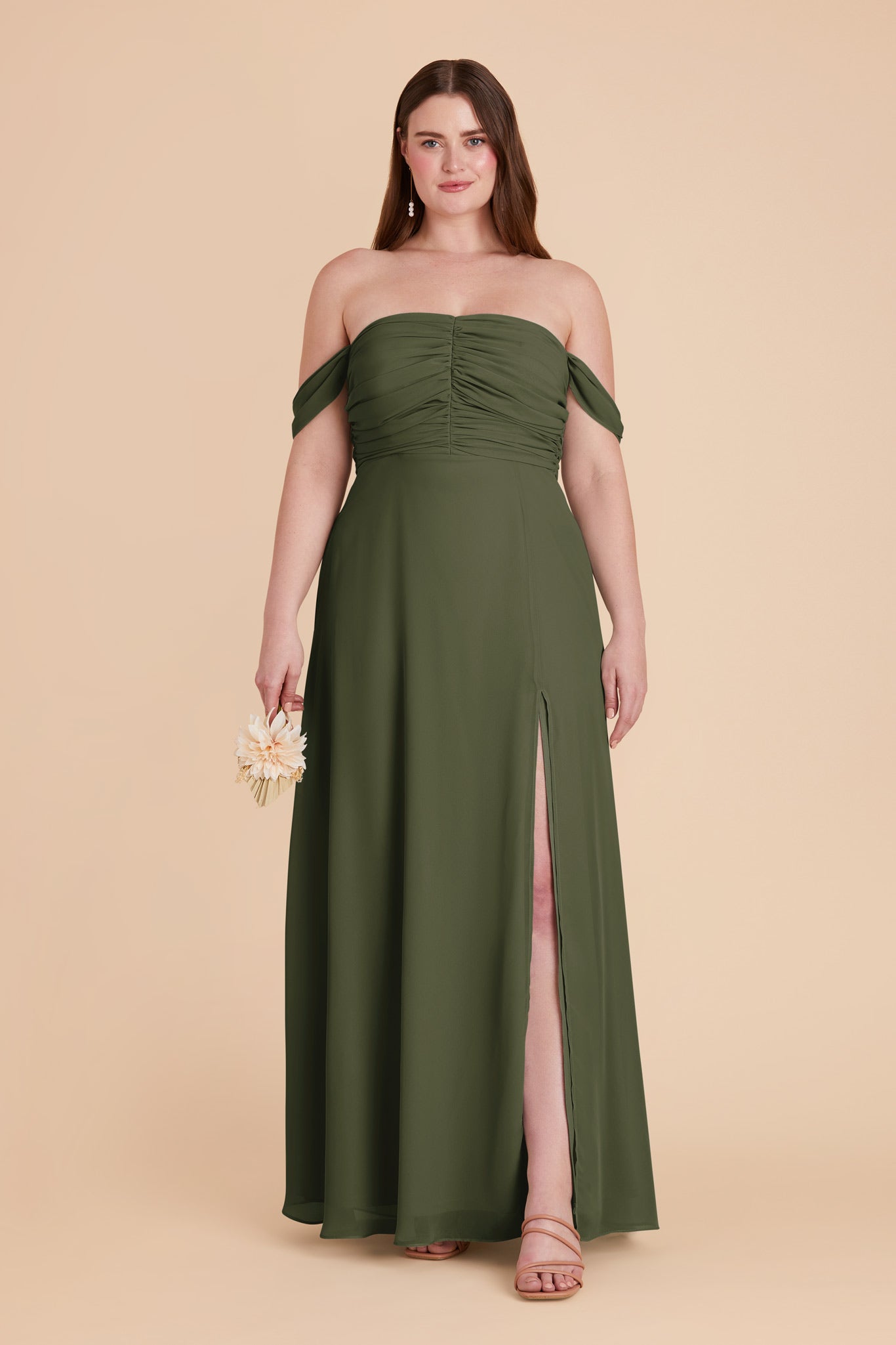 Olive Cara Chiffon Dress by Birdy Grey