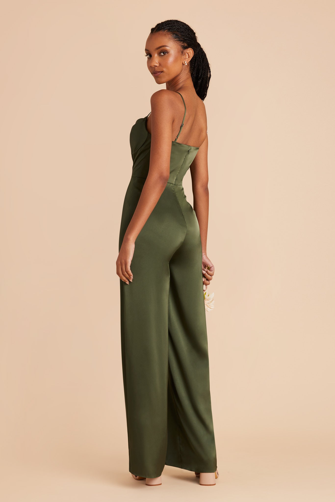 Olive Donna Matte Satin Bridesmaid Jumpsuit by Birdy Grey