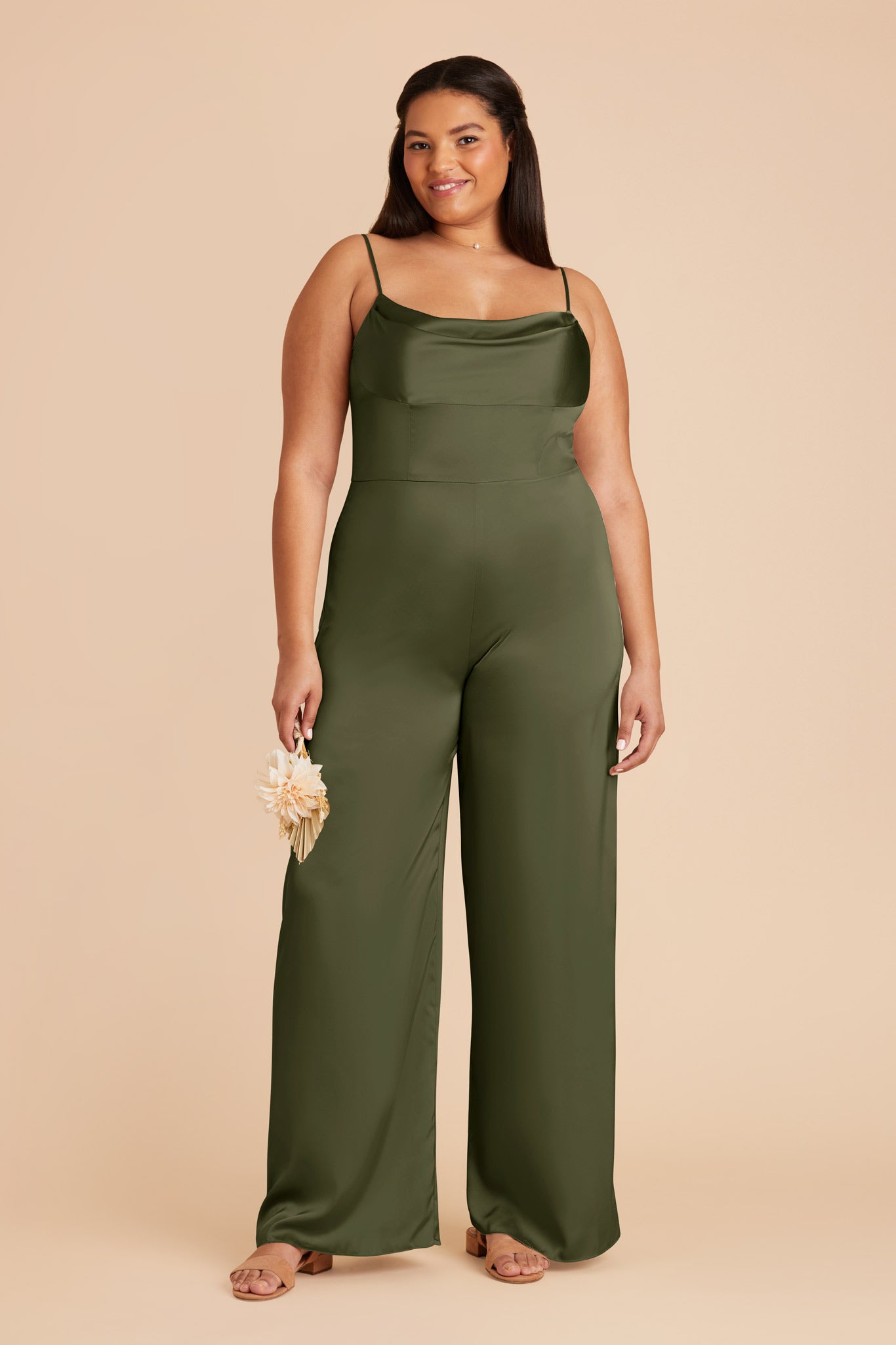 Olive Donna Matte Satin Bridesmaid Jumpsuit by Birdy Grey