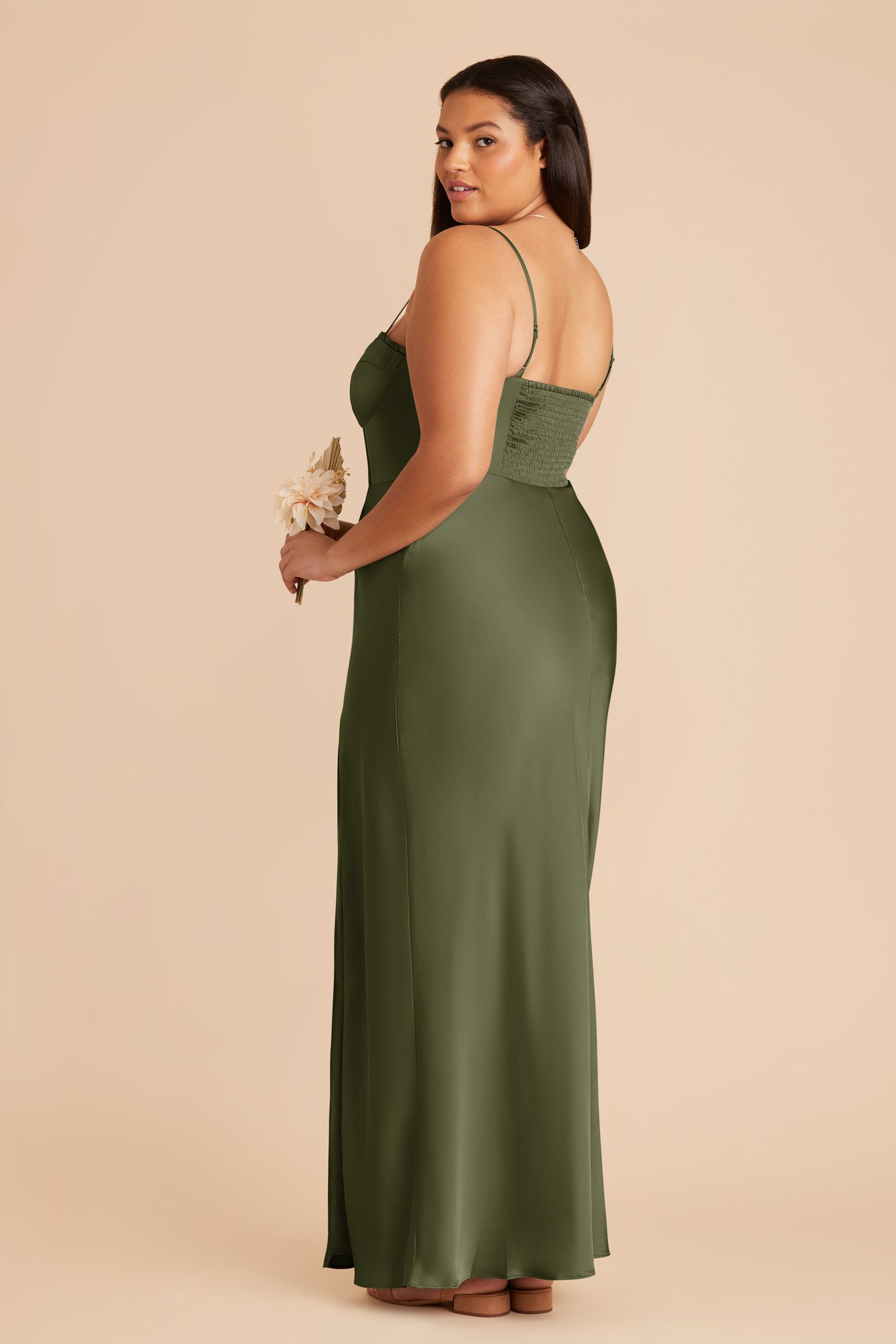Olive Jessica Matte Satin Dress by Birdy Grey