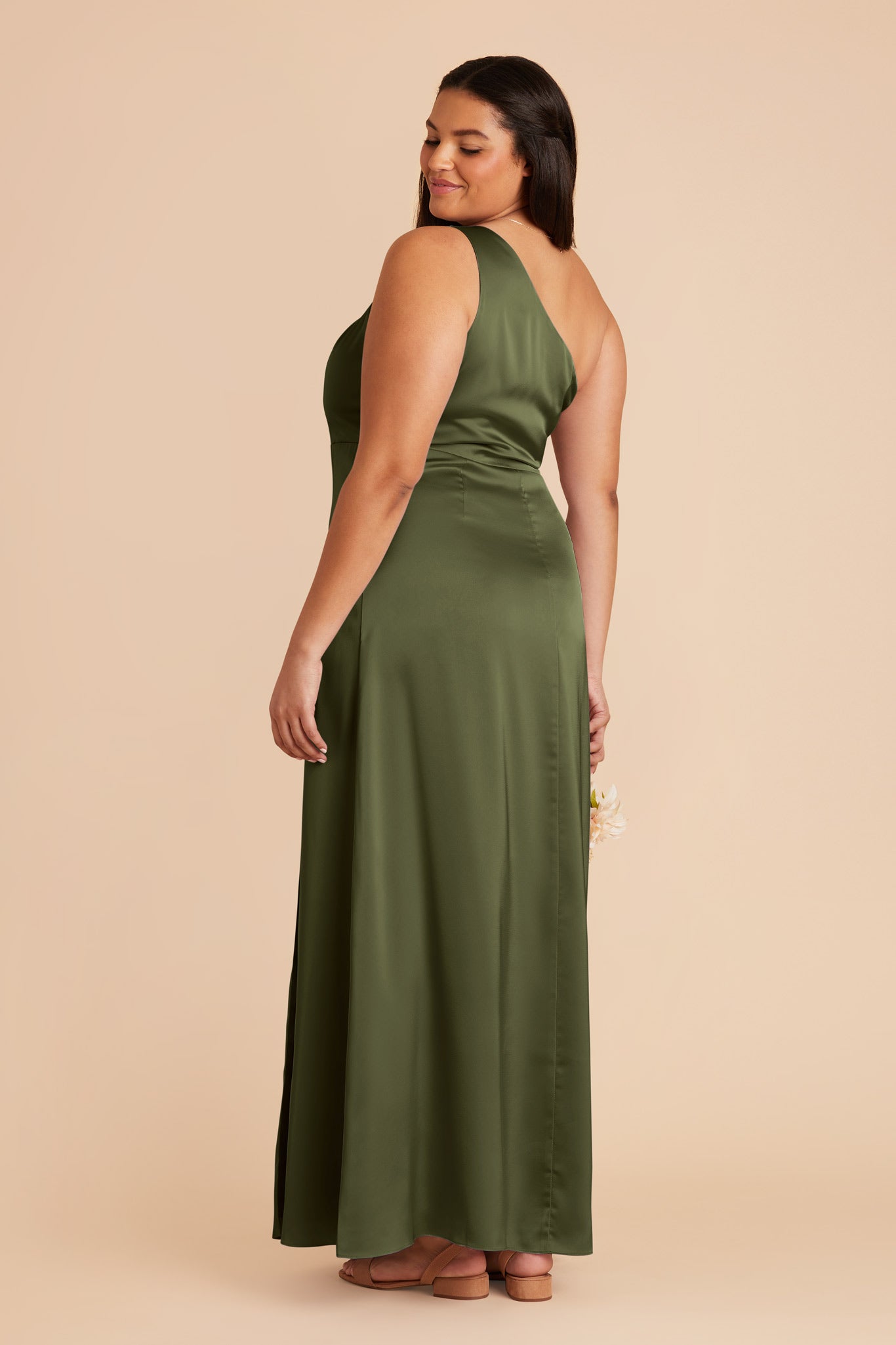 Kira Matte Satin Dress - Olive