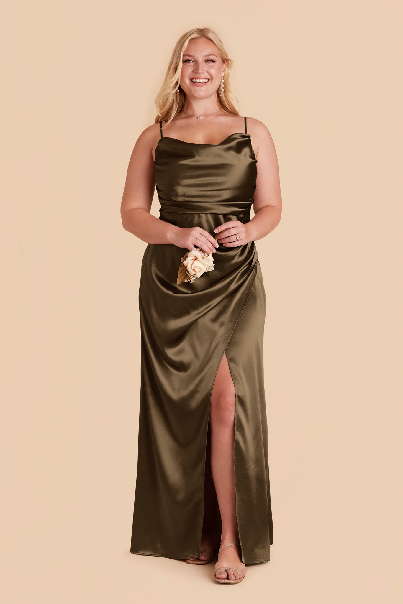 Lydia Satin Dress - Olive