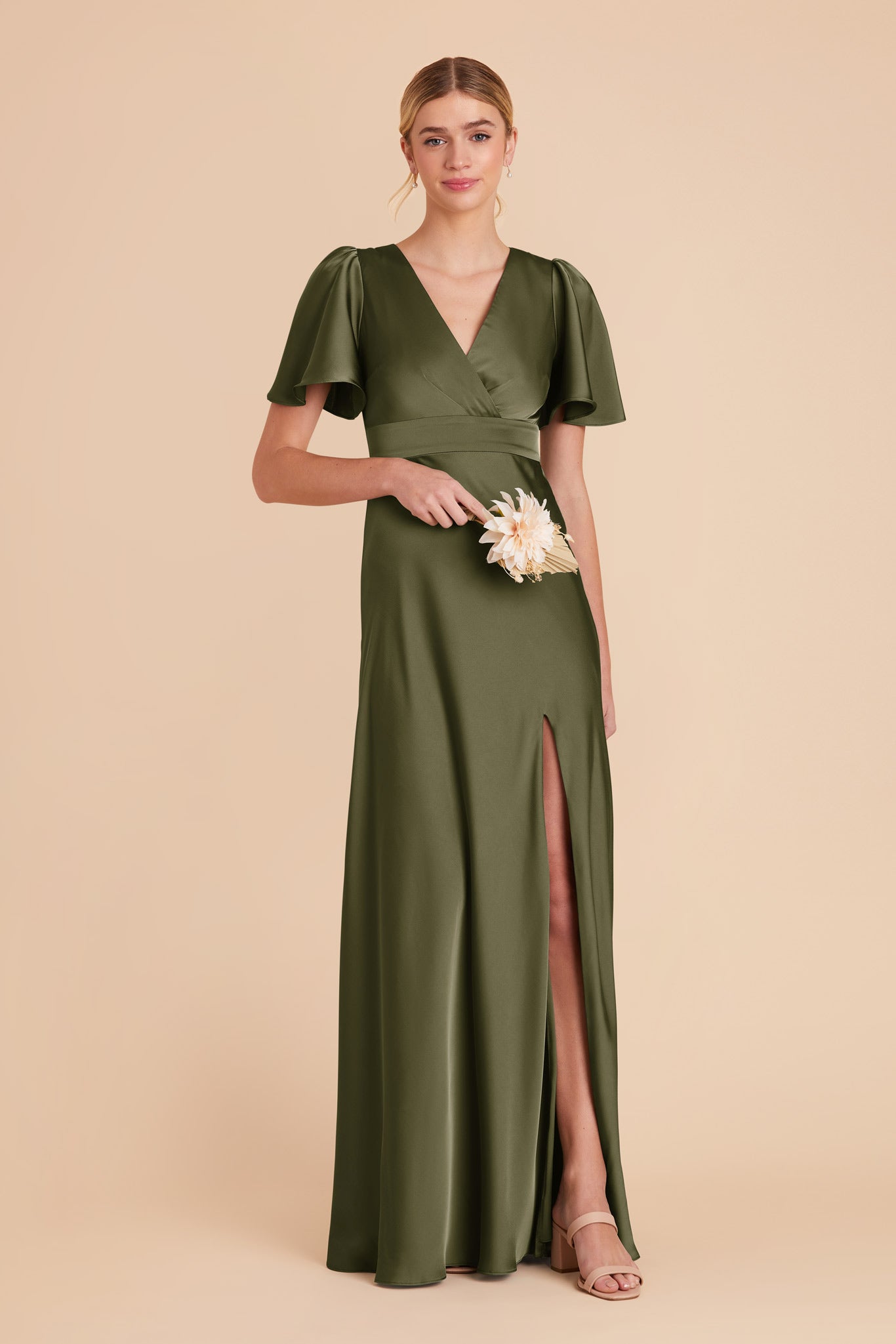 Olive Marni Matte Satin Dress by Birdy Grey
