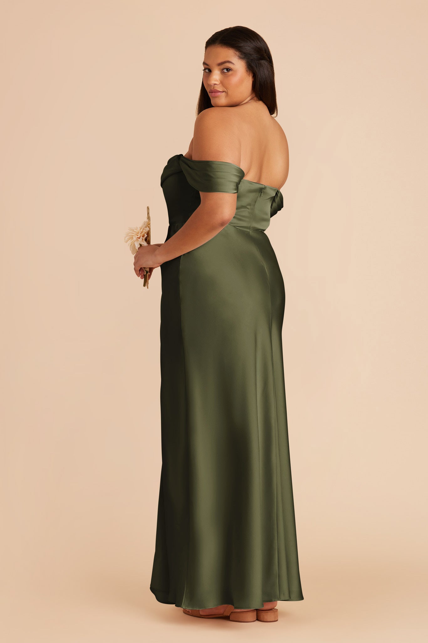 Olive Mia Matte Satin Dress by Birdy Grey