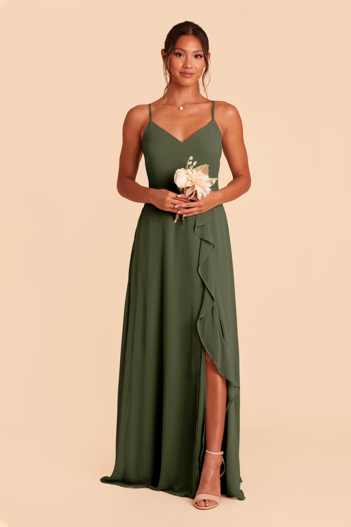 Theresa Chiffon Bridesmaid Dress Olive | Birdy Grey
