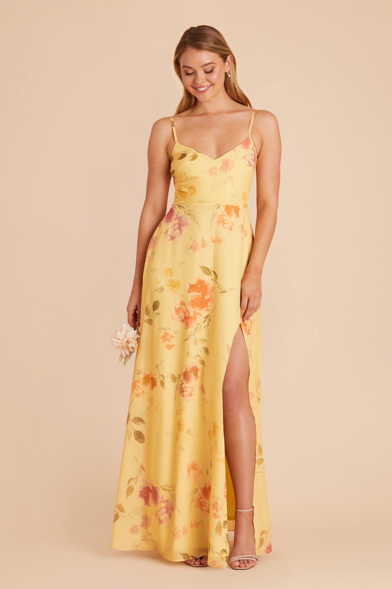 Pale Yellow Rococo Floral Devin Convertible Dress by Birdy Grey
