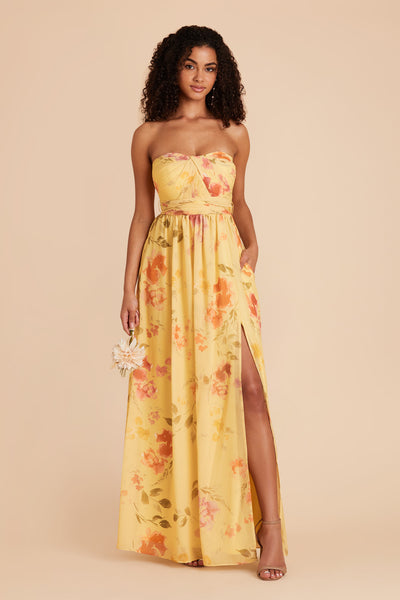 Pale Yellow Rococo Floral Grace Convertible Dress by Birdy Grey