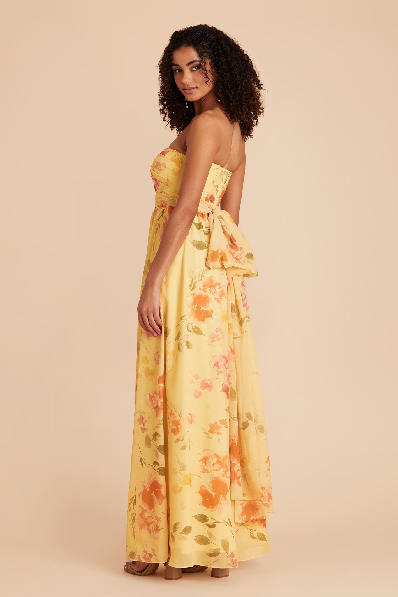 Pale Yellow Rococo Floral Grace Convertible Dress by Birdy Grey