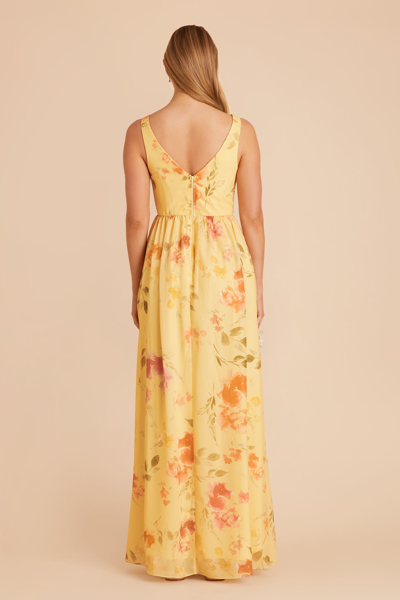 Pale Yellow Rococo Floral Laurie Empire Dress by Birdy Grey