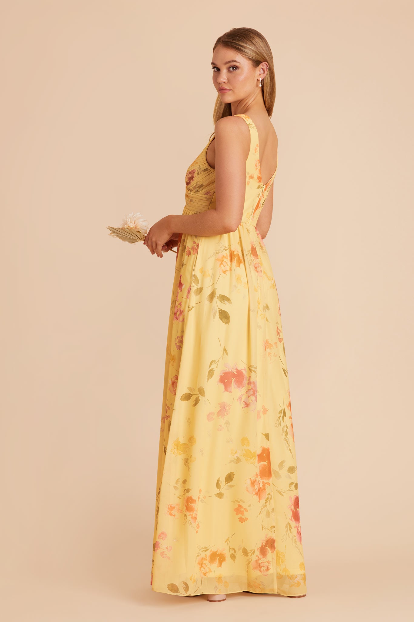 Pale Yellow Rococo Floral Laurie Empire Dress by Birdy Grey