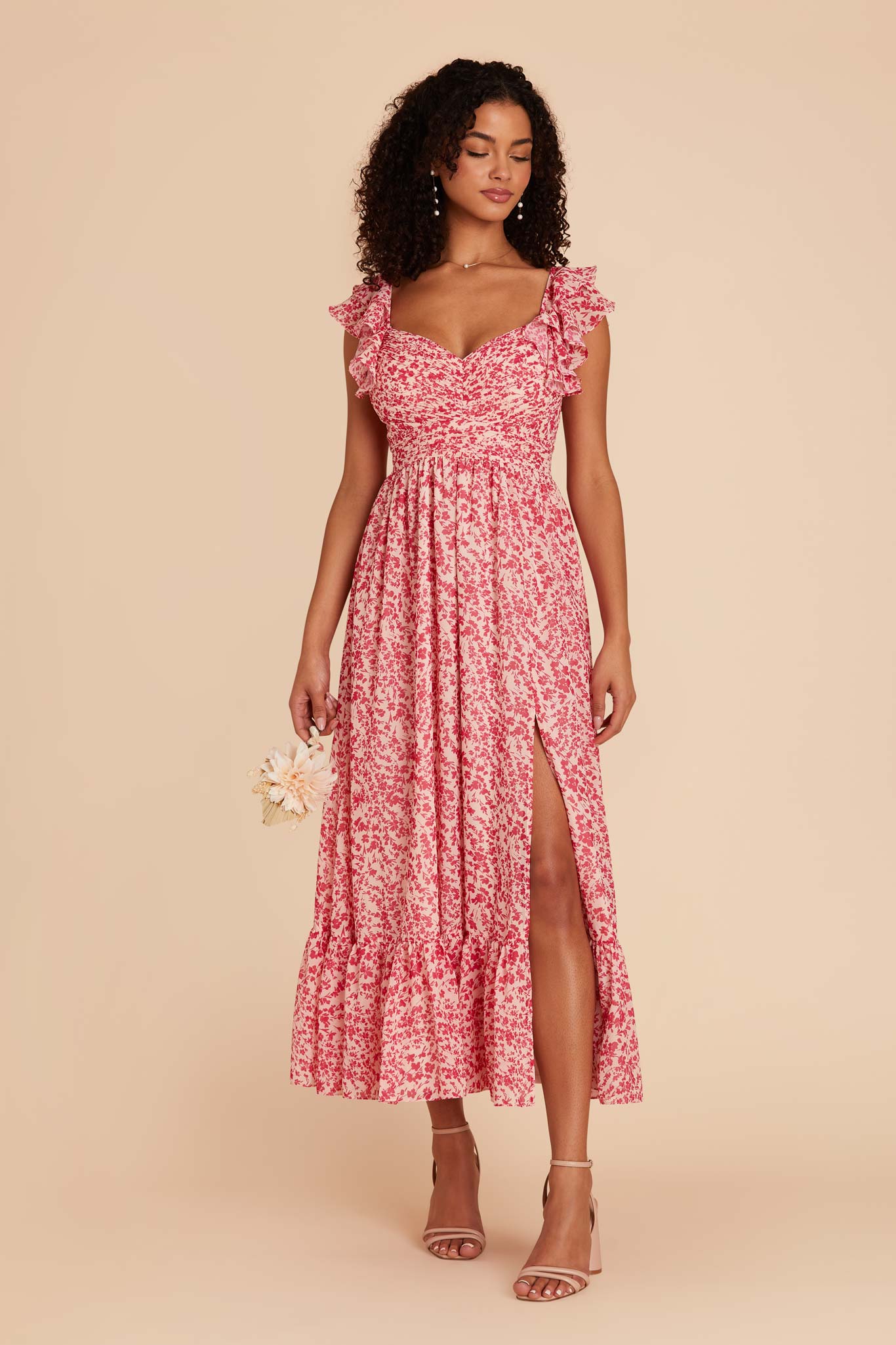 Pink Dreamy Ditsy Michelle Chiffon Dress by Birdy Grey