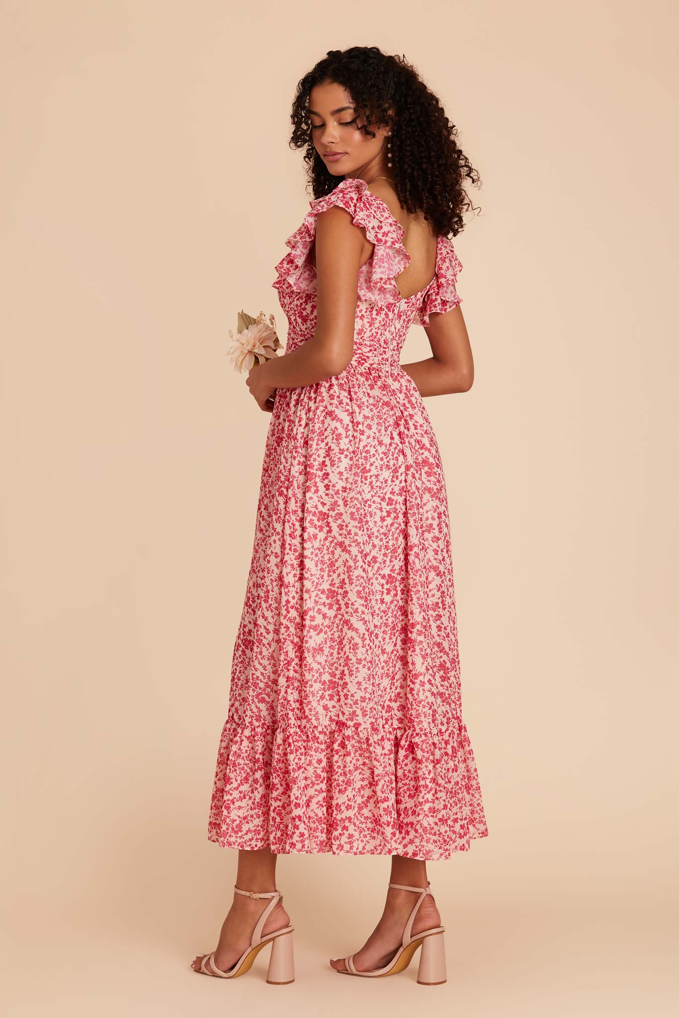 Pink Dreamy Ditsy Michelle Chiffon Dress by Birdy Grey