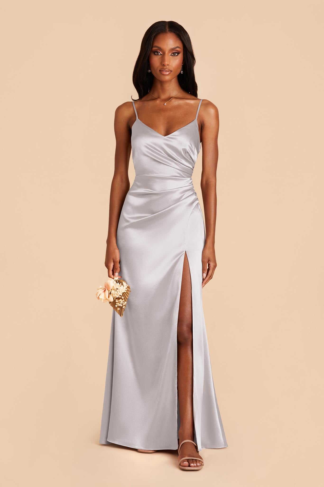 Platinum Catherine Satin Dress by Birdy Grey