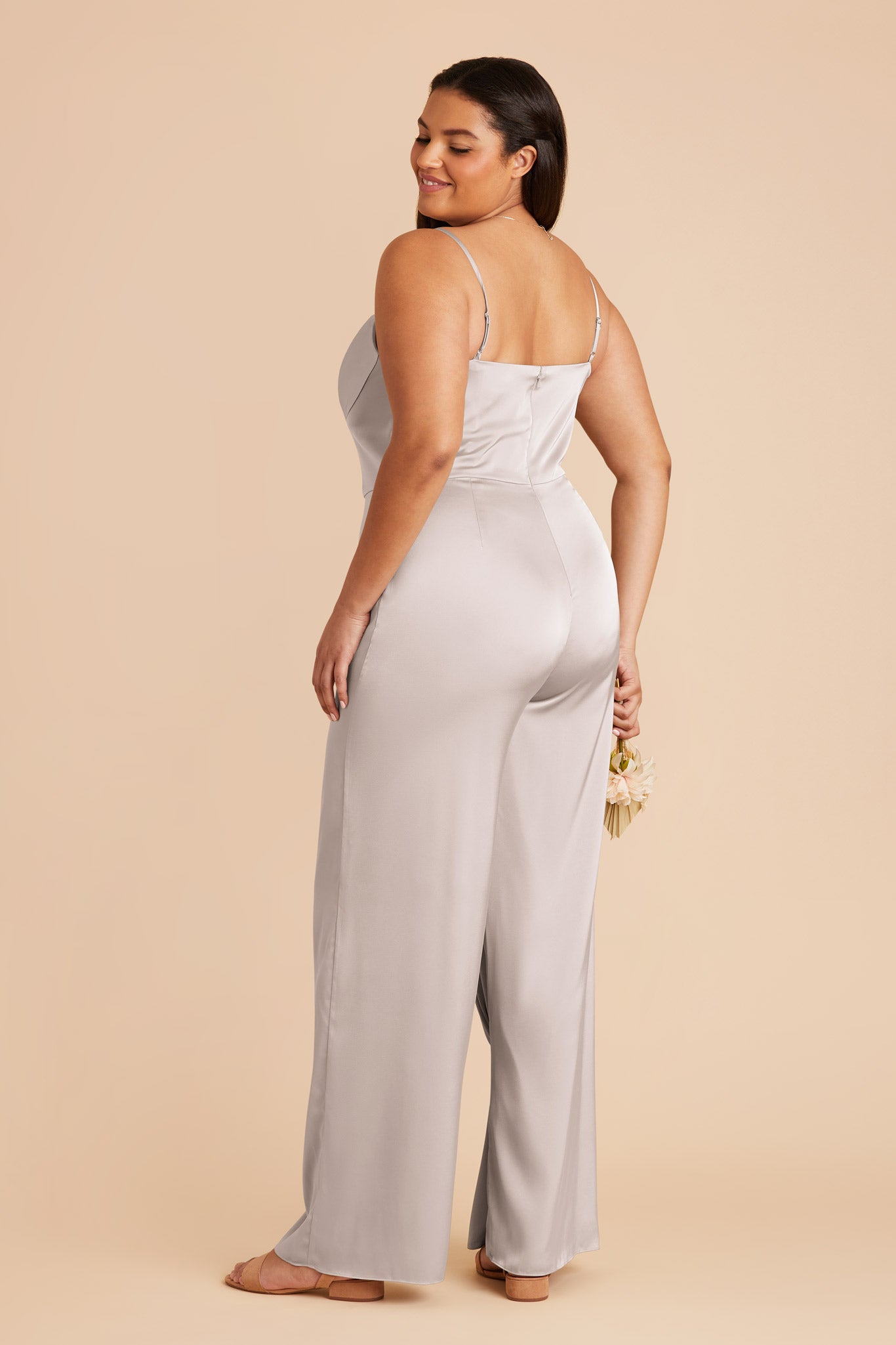 Platinum Donna Matte Satin Bridesmaid Jumpsuit by Birdy Grey