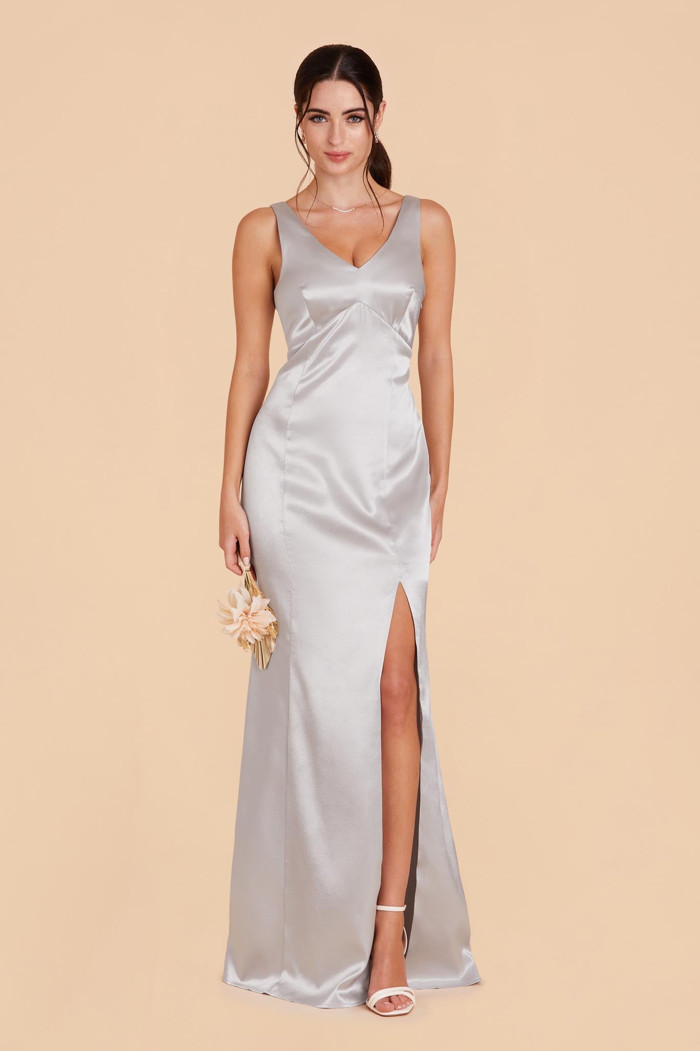 Platinum Gloria Satin Dress by Birdy Grey