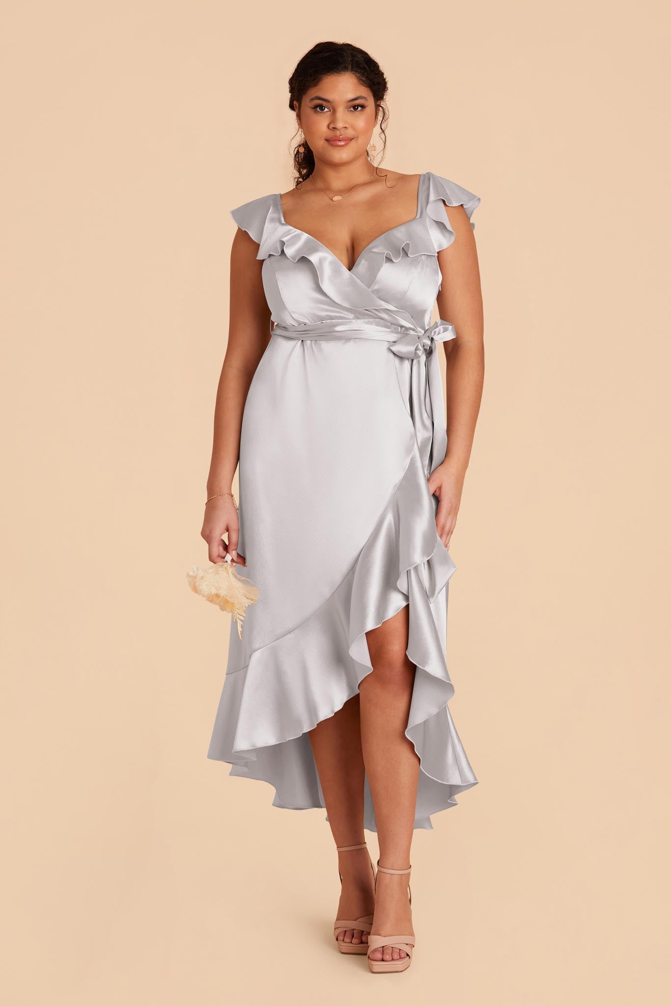 Platinum James Satin Midi Dress by Birdy Grey