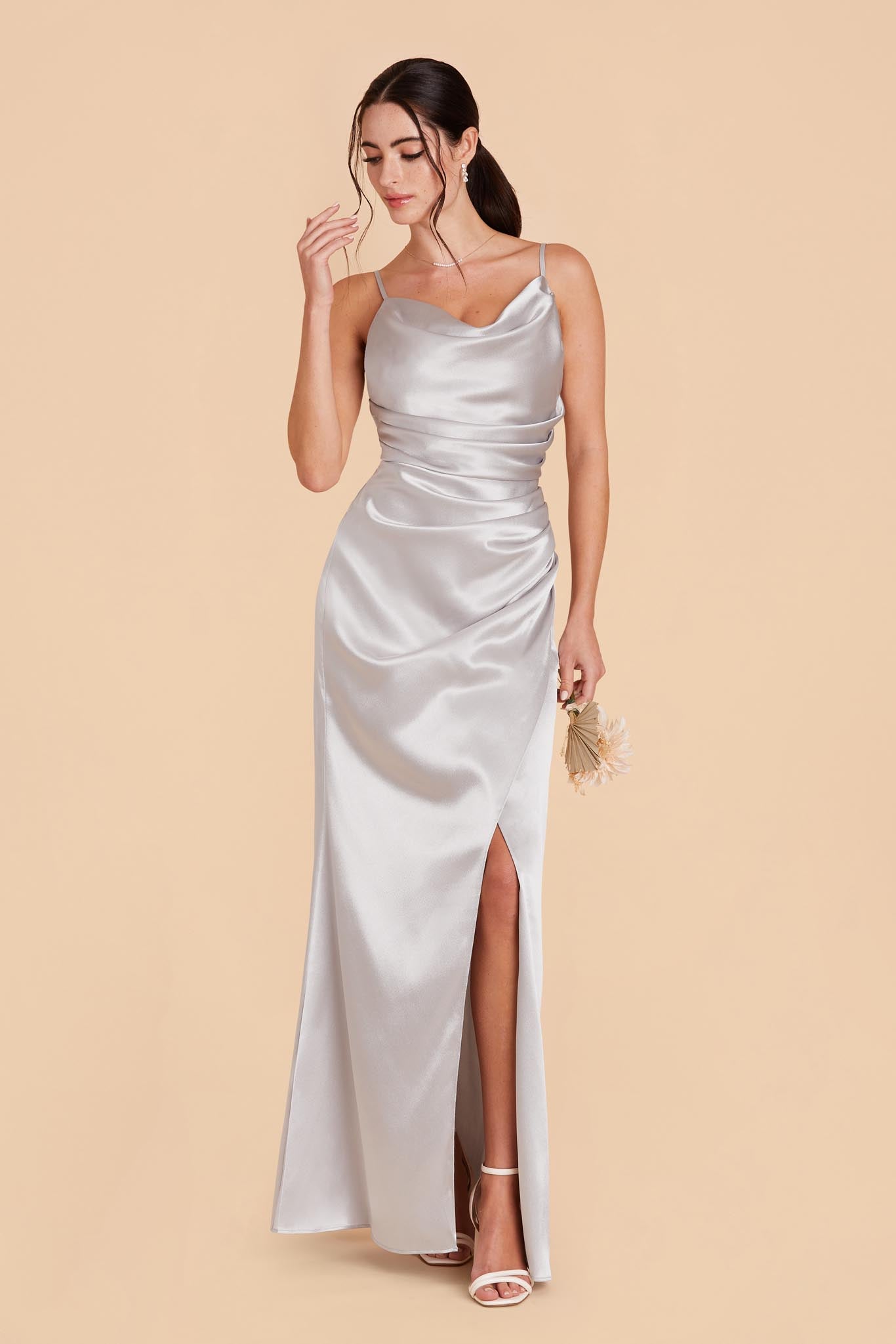 Platinum Lydia Satin Dress by Birdy Grey