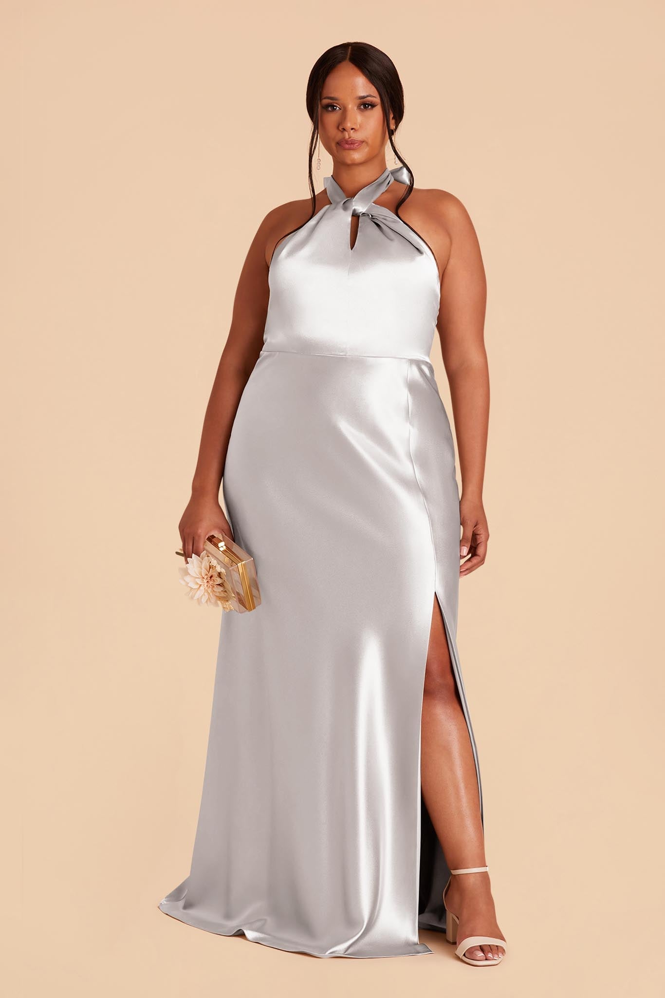 Platinum Monica Satin Dress by Birdy Grey