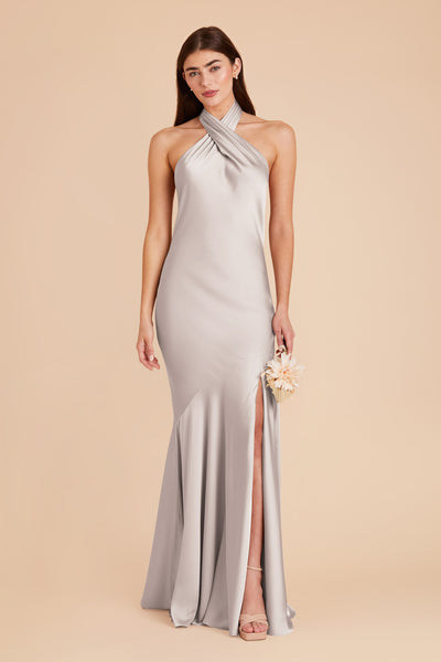 Platinum Stephanie Matte Satin Dress by Birdy Grey