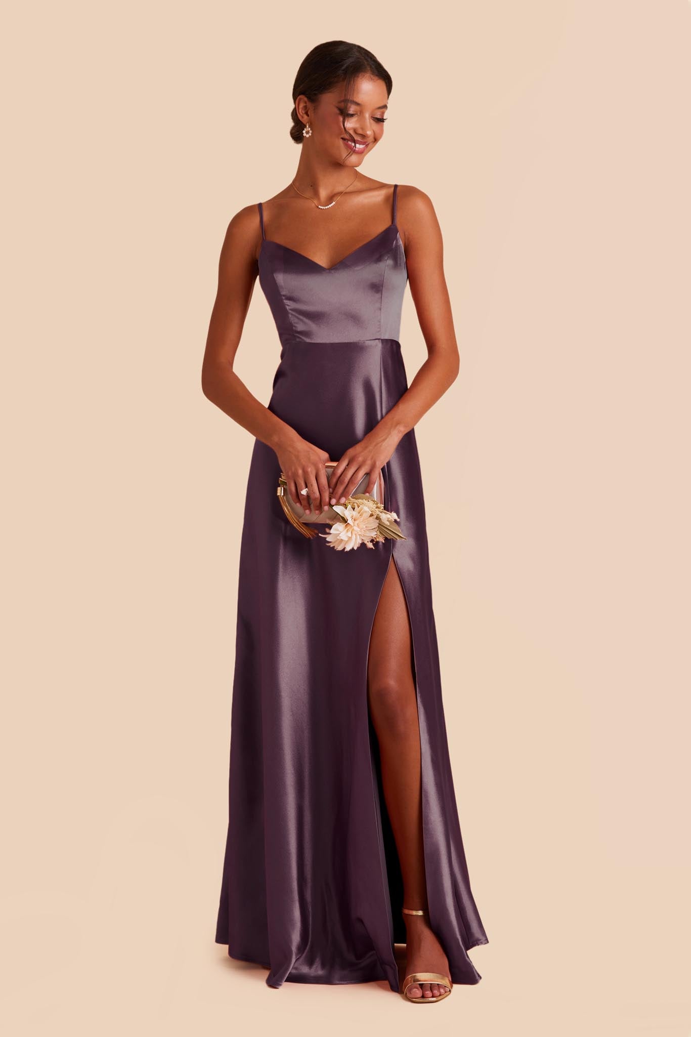 Plum Jay Satin Dress by Birdy Grey