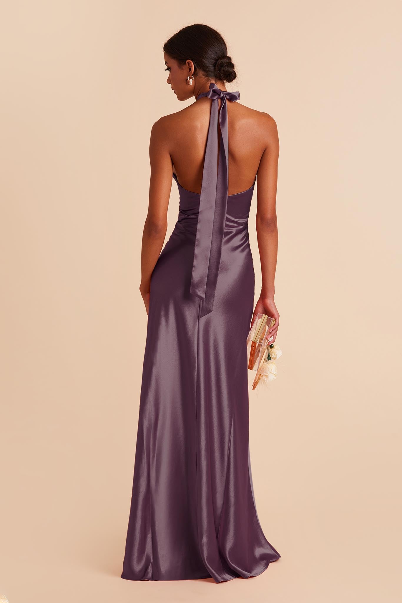 Plum Monica Satin Dress by Birdy Grey