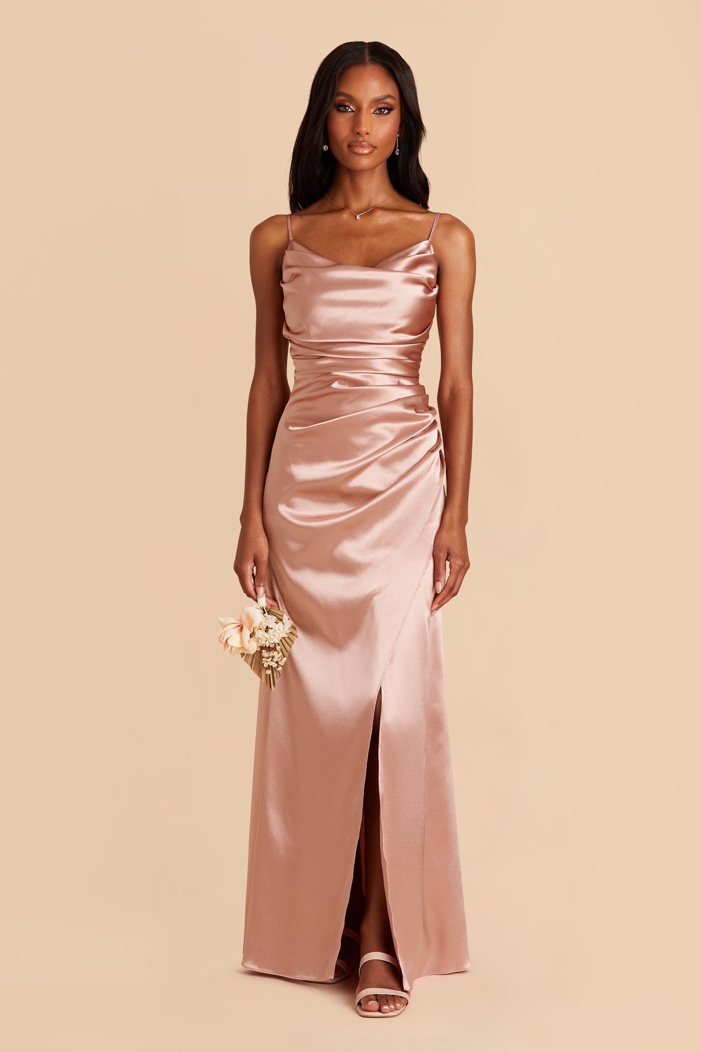 Rose Gold Lydia Satin Dress by Birdy Grey