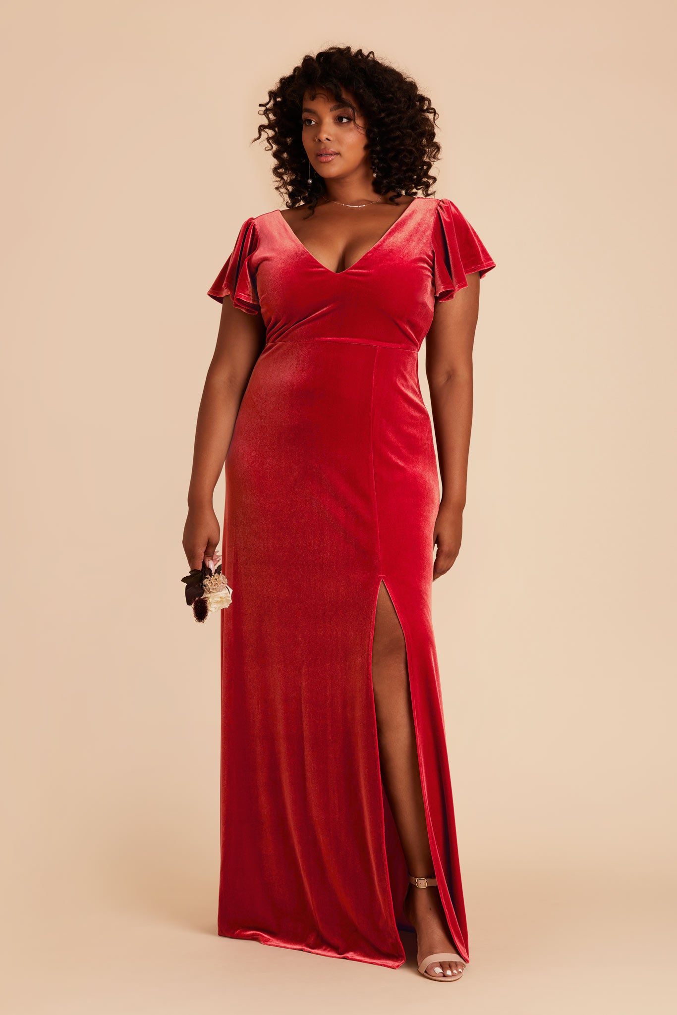 Hannah Velvet Dress - Ruby Red