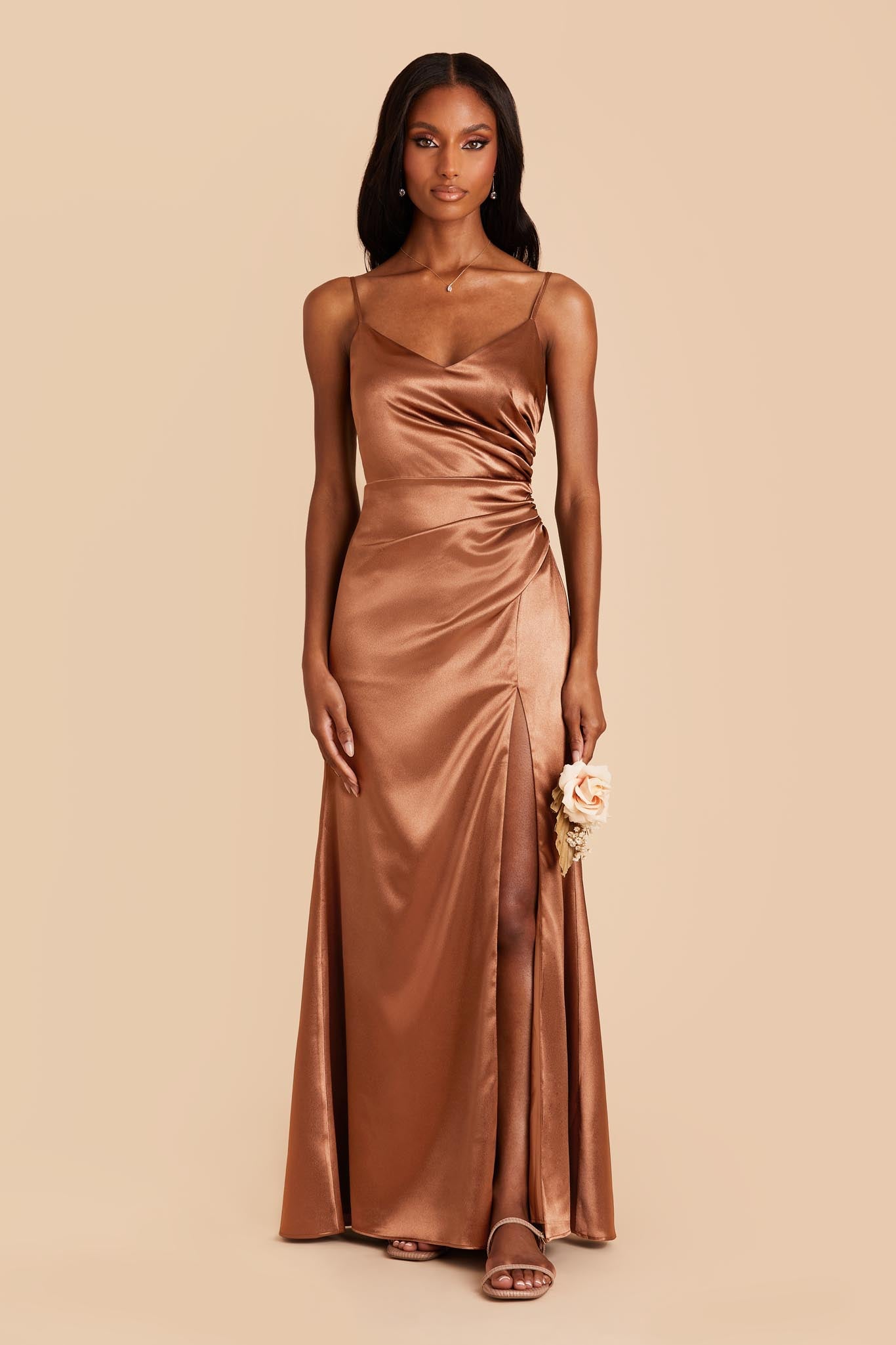 Catherine Rust Satin Mermaid Bridesmaid Dress | Birdy Grey