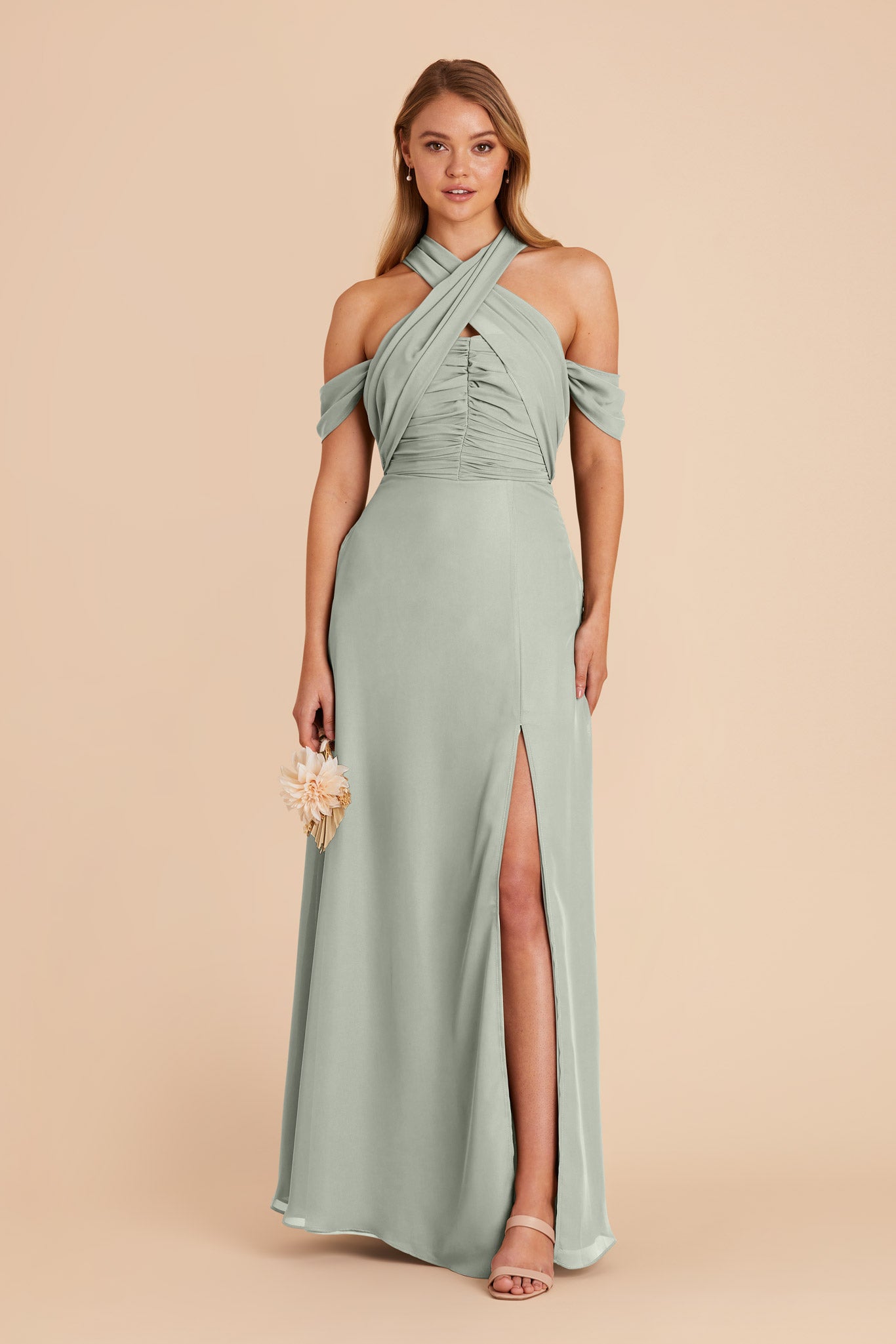 Sage Cara Chiffon Dress by Birdy Grey