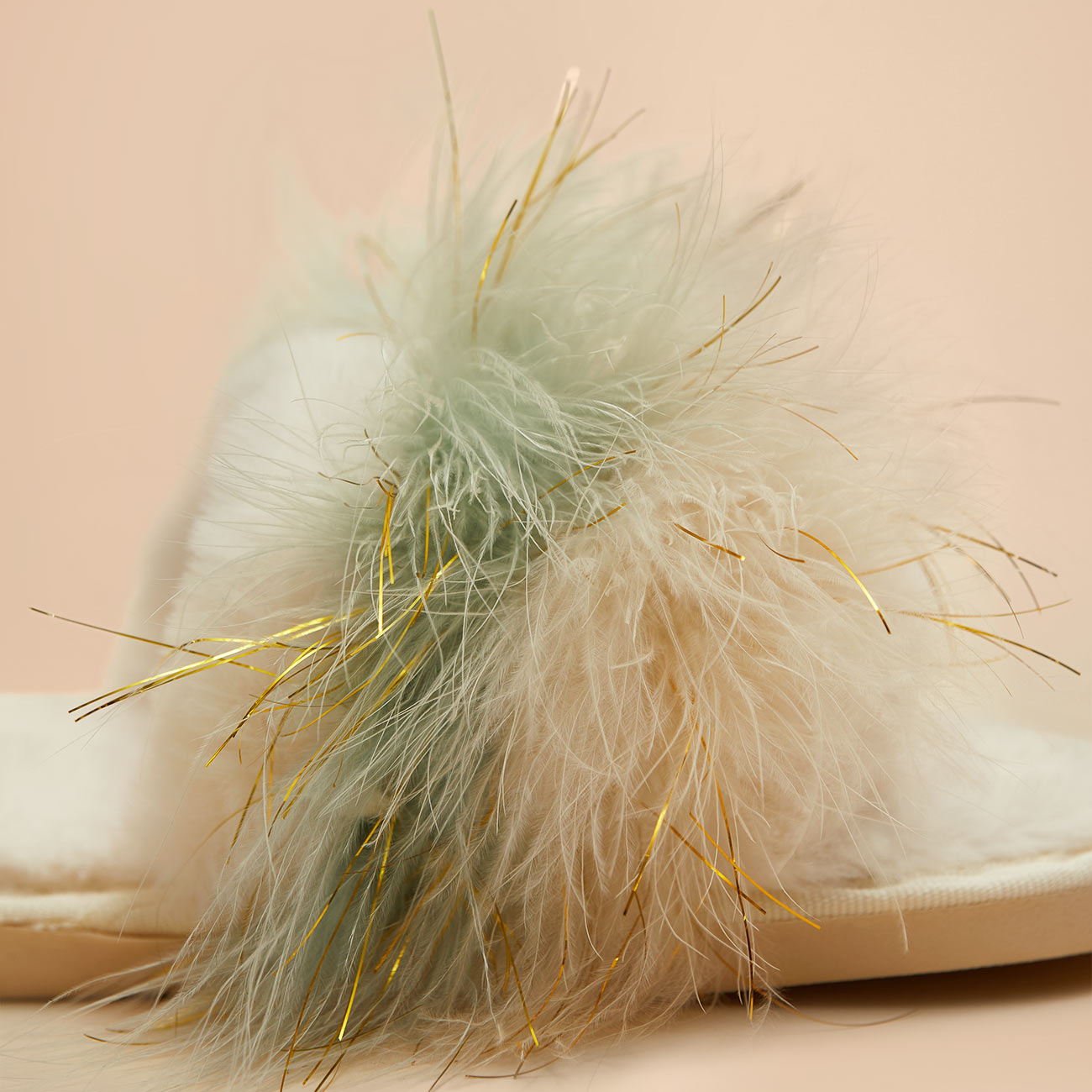 Sage Fluffy Feather Slippers by Birdy Grey