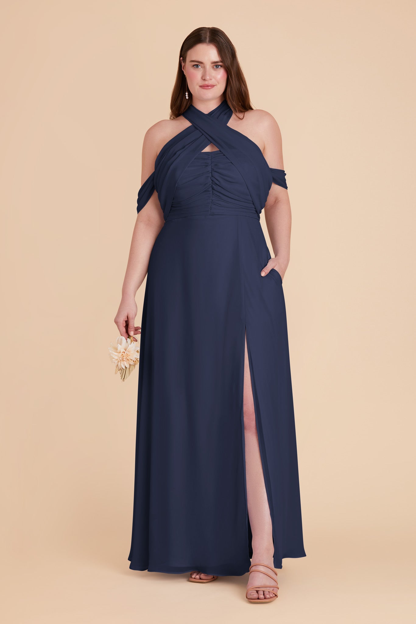 Slate Blue Cara Chiffon Dress by Birdy Grey