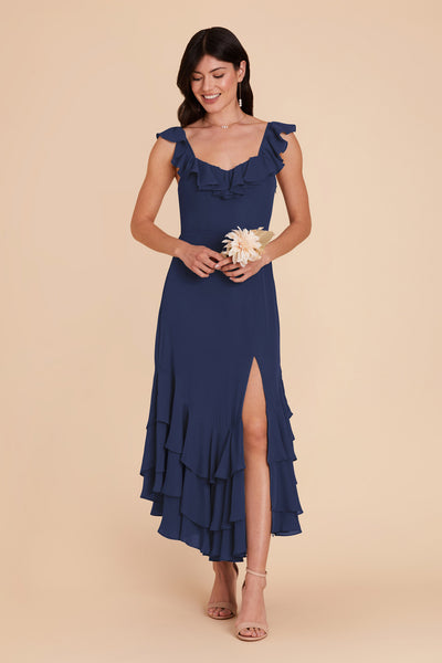 Slate Blue Ginny Chiffon Dress by Birdy Grey